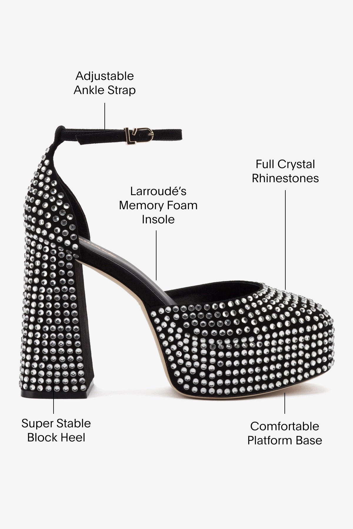 Ari Crystal Pump In Black Suede - Elegant Women's High Heel Shoes for Party, Wedding & Evening Events | Comfortable & Stylish Dress Shoes for Women