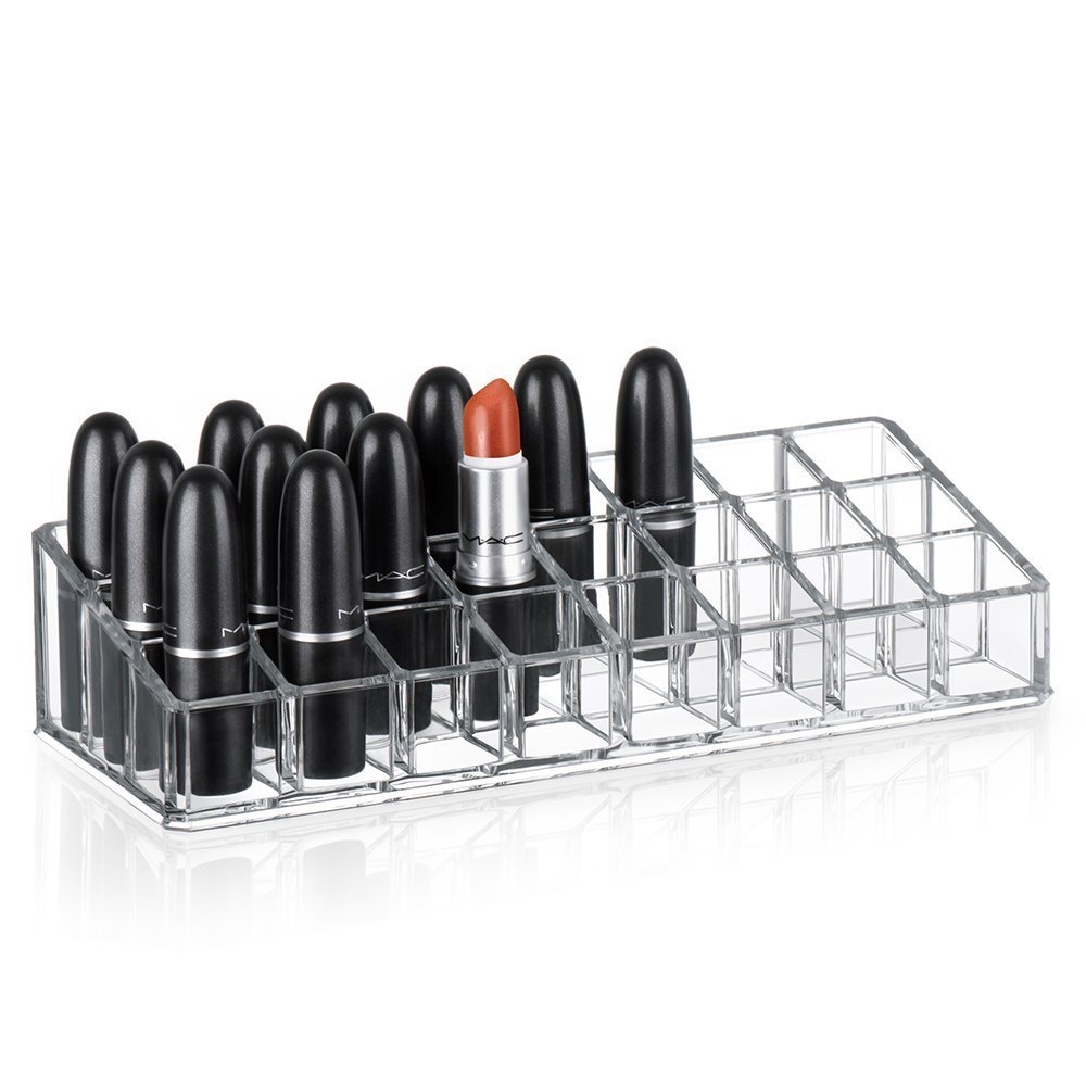 INOVERA 24-Slot Clear Makeup Organizer - Lipstick Storage Case for Cosmetics, Travel & Vanity (Pack of 1) | Perfect for Home, Salon & On-the-Go Beauty Organization