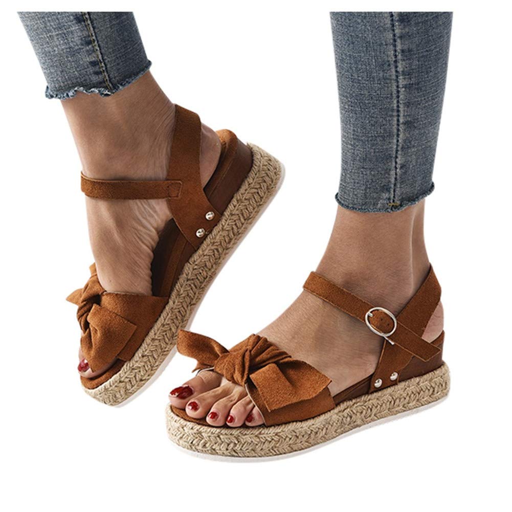 Women's Wide Width Wedge Sandals with Ankle Strap - 2020 Fashion Summer Beach Sandals Open Toe Espadrille Platform Shoes for Casual Outings & Vacation Wear