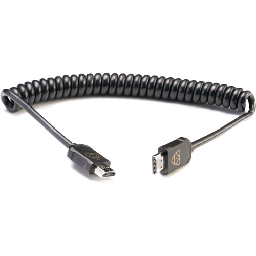 Atomos AtomFLEX HDMI Type A Male to Male Coiled Cable (16-32 inch) - Professional Video Equipment Cable for DSLR Cameras, Monitors & Studio Gear