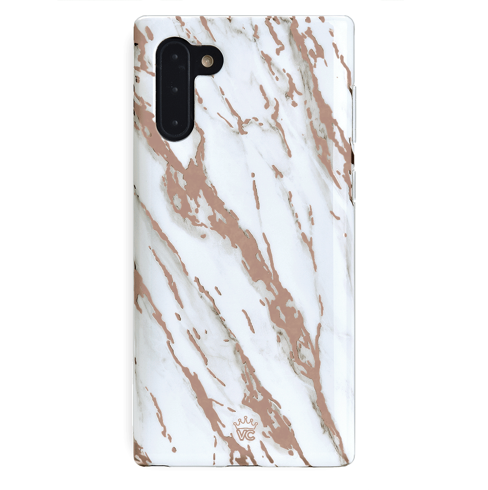 Elegant White Marble Rose Gold Chrome Case for Samsung Galaxy - Perfect for Everyday Use, Travel & Special Occasions