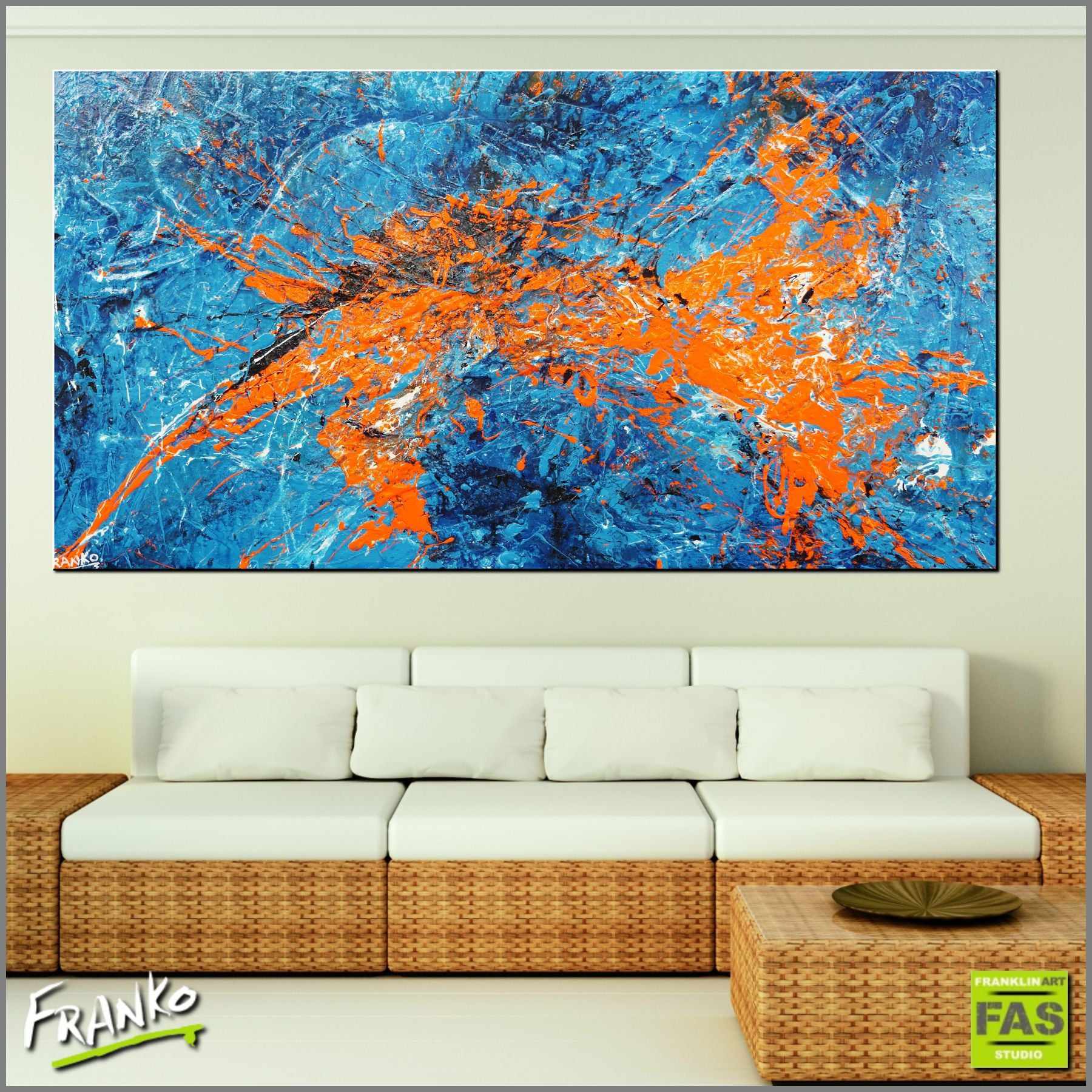 Colorful Abstract Painting 190cm x 100cm - Modern Large Wall Art for Living Room, Bedroom & Office Decor | Vibrant Home Decor