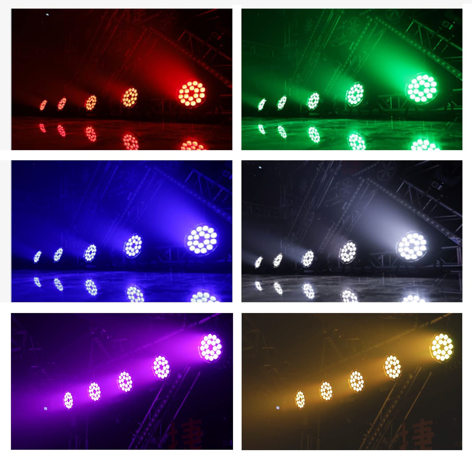 18x18W LED RGBWAUV 6-in-1 Par Can Lights - Professional DMX Stage Lighting & DJ Wash Lights with Sound Activation | Perfect for Weddings, Parties, Clubs & Live Events