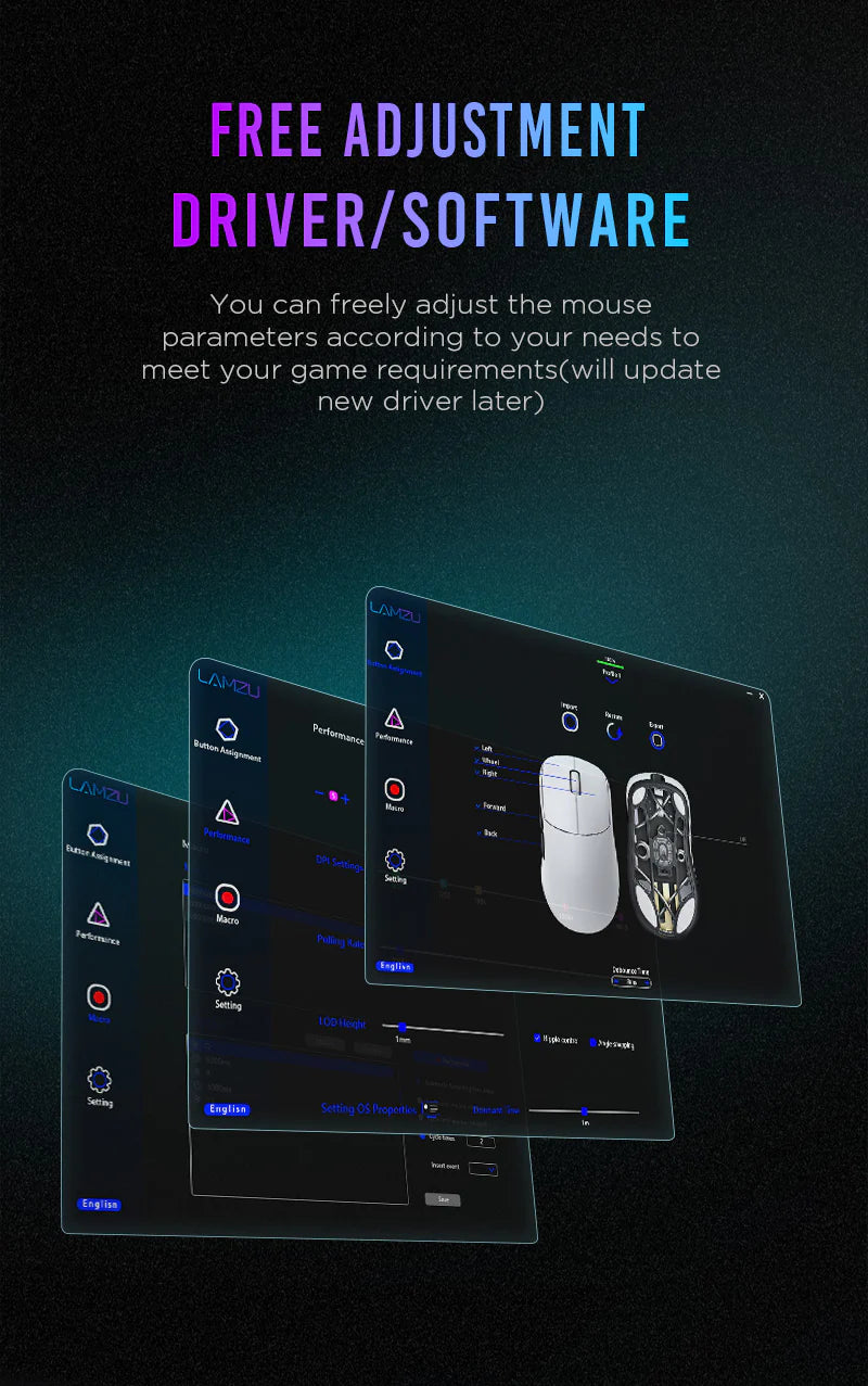 Lamzu Thorn Wireless Gaming Mouse - Lightweight Ergonomic Design, 16000 DPI, RGB Lighting - Perfect for FPS, MOBA, and Esports Gaming (White)