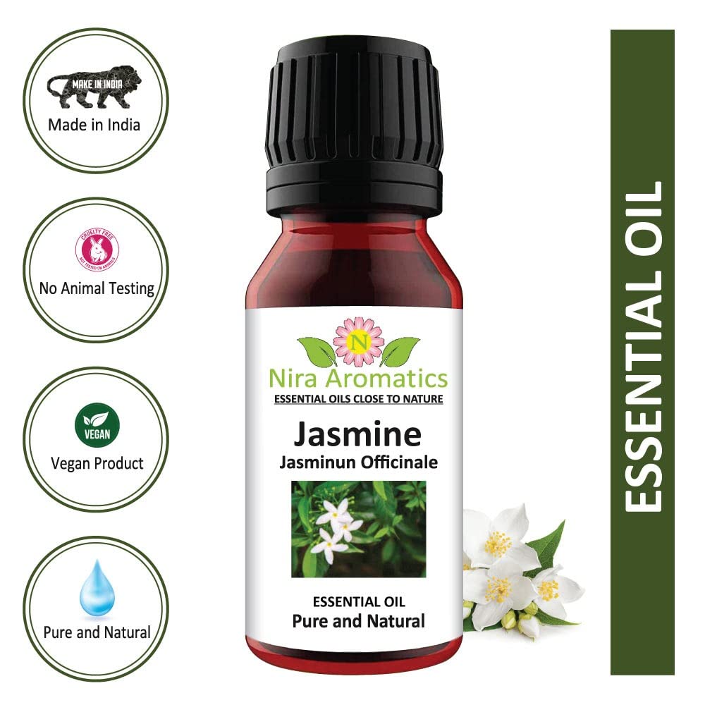 Pure Jasmine Essential Oil - 100% Natural & Extracted from Jasmine Flowers (15ml) for Aromatherapy, Massage & DIY Skincare