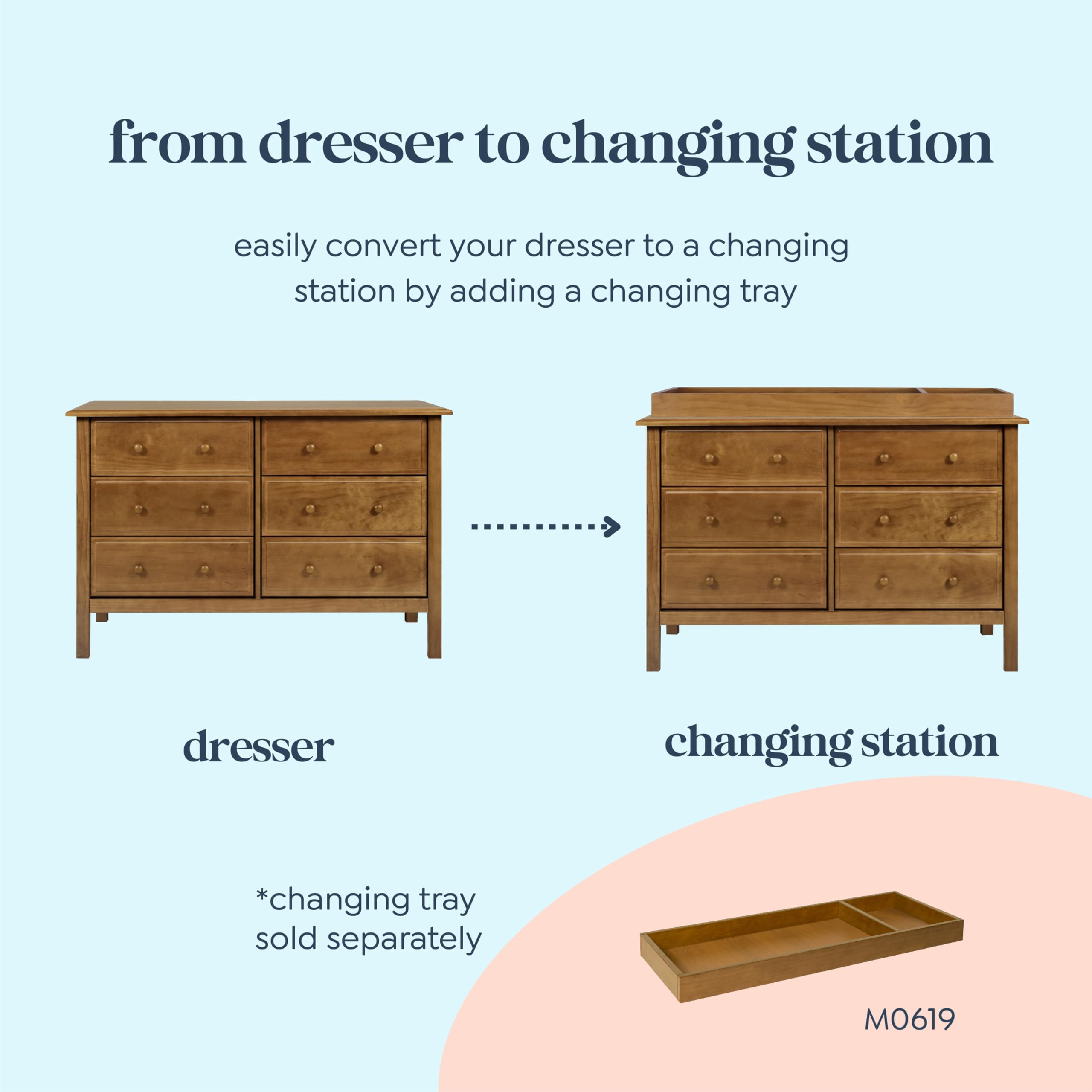 Davinci Jayden 6-Drawer Double Wide Chestnut Dresser - GREENGUARD Gold Certified for Low Chemical Emissions | Perfect for Bedroom, Nursery, or Dorm Organization & Storage