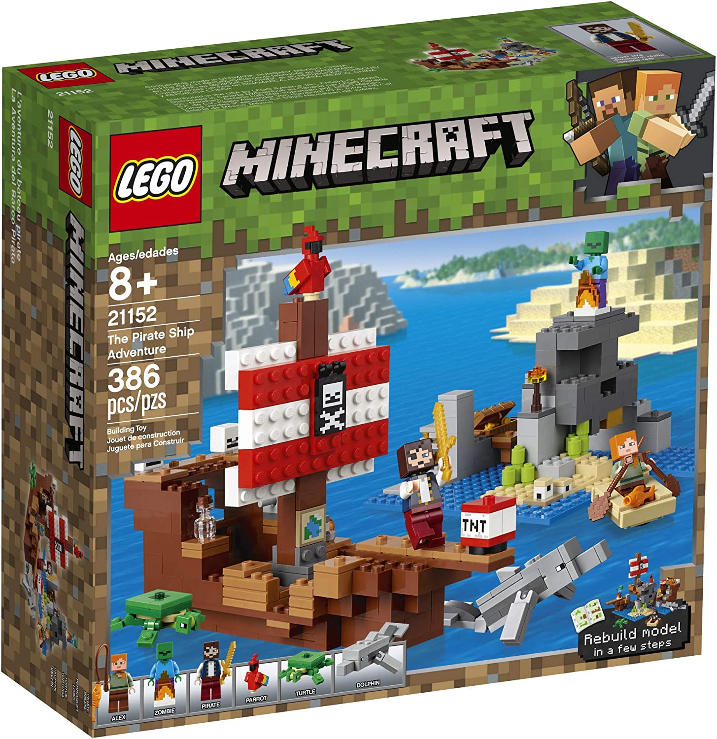 LEGO Minecraft The Pirate Ship Adventure 21152 Building Blocks Set - Creative Toy for Kids & Adults | Perfect for Minecraft Fans, Birthday Gifts & Family Game Night
