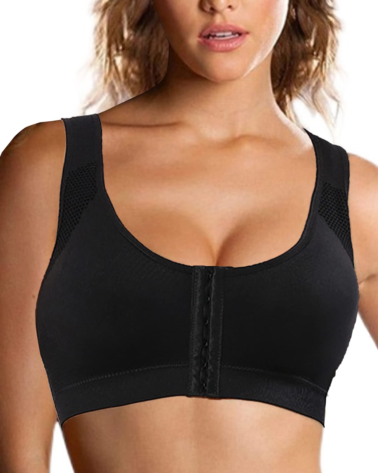 Post Surgery Bra for Women - Front Closure Sports Bra for Breast Augmentation & Mastectomy Recovery - Comfortable Post Op Bra for Daily Wear & Active Lifestyle