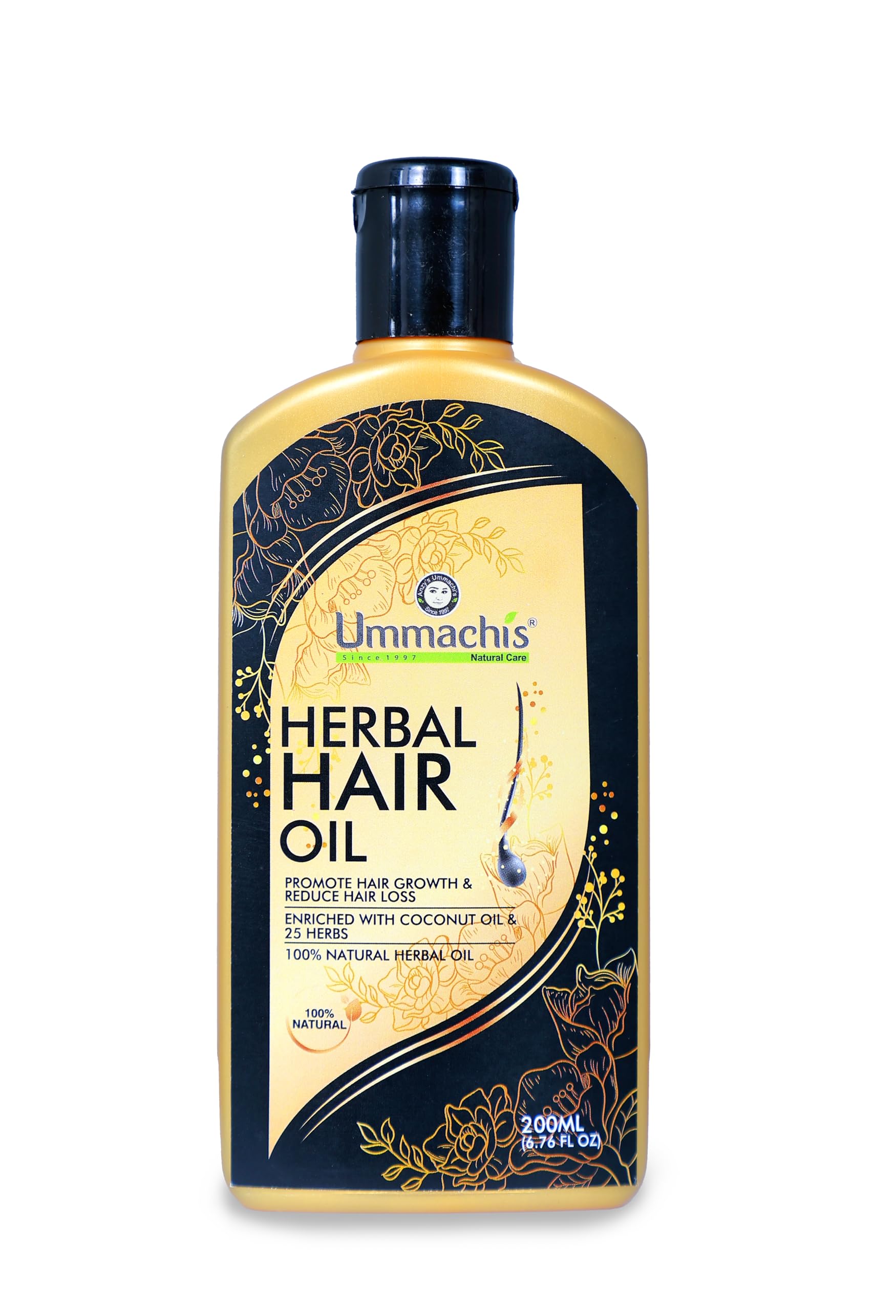 Ummachis Naturals Herbal Hair Oil - 200ml | Organic Hair Growth Treatment with Natural Ingredients | Perfect for Dry, Damaged Hair & Scalp Care | Daily Nourishment & Styling