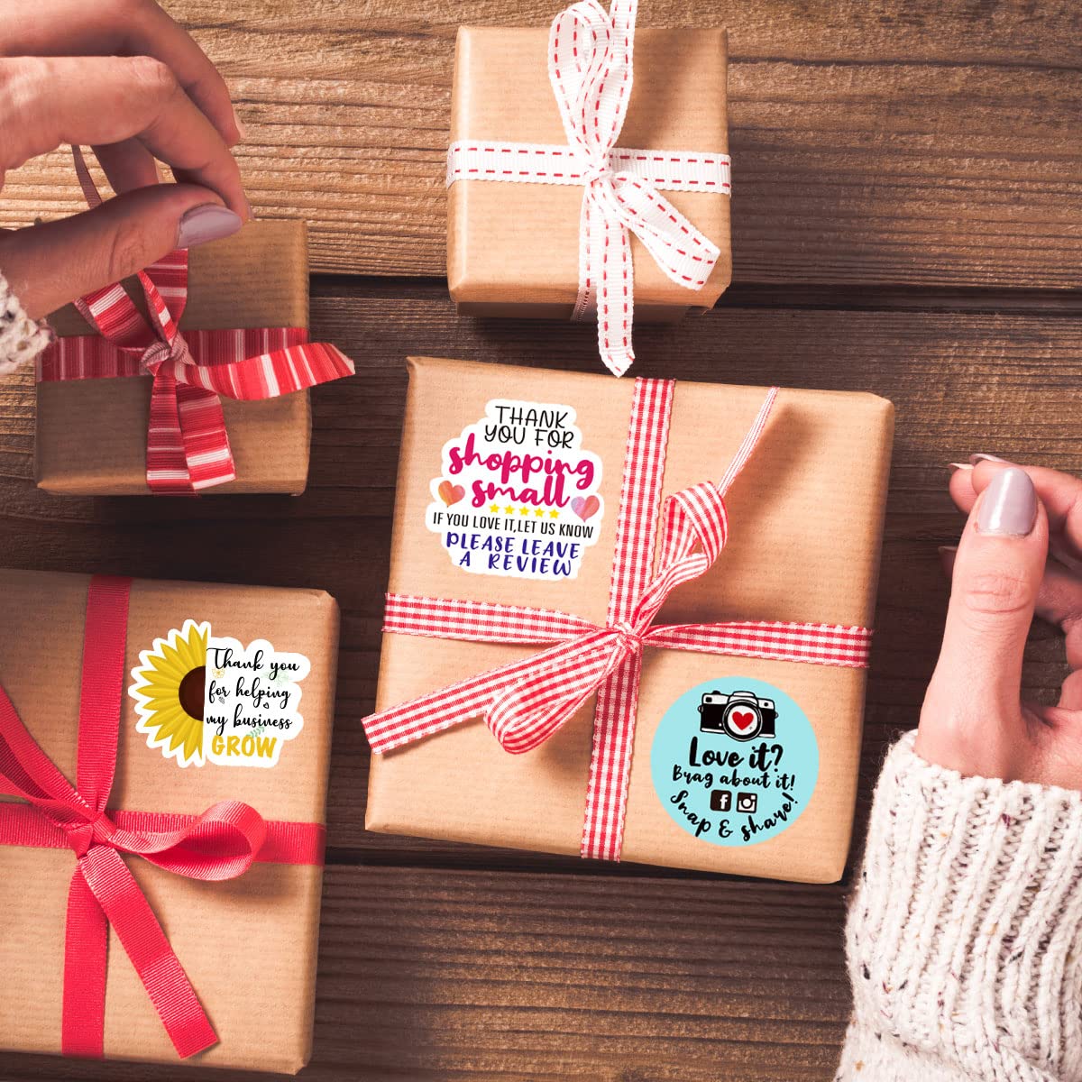 Handmade Thank You Stickers - 500 Labels Roll for Small Business | Gift Packaging & Retail