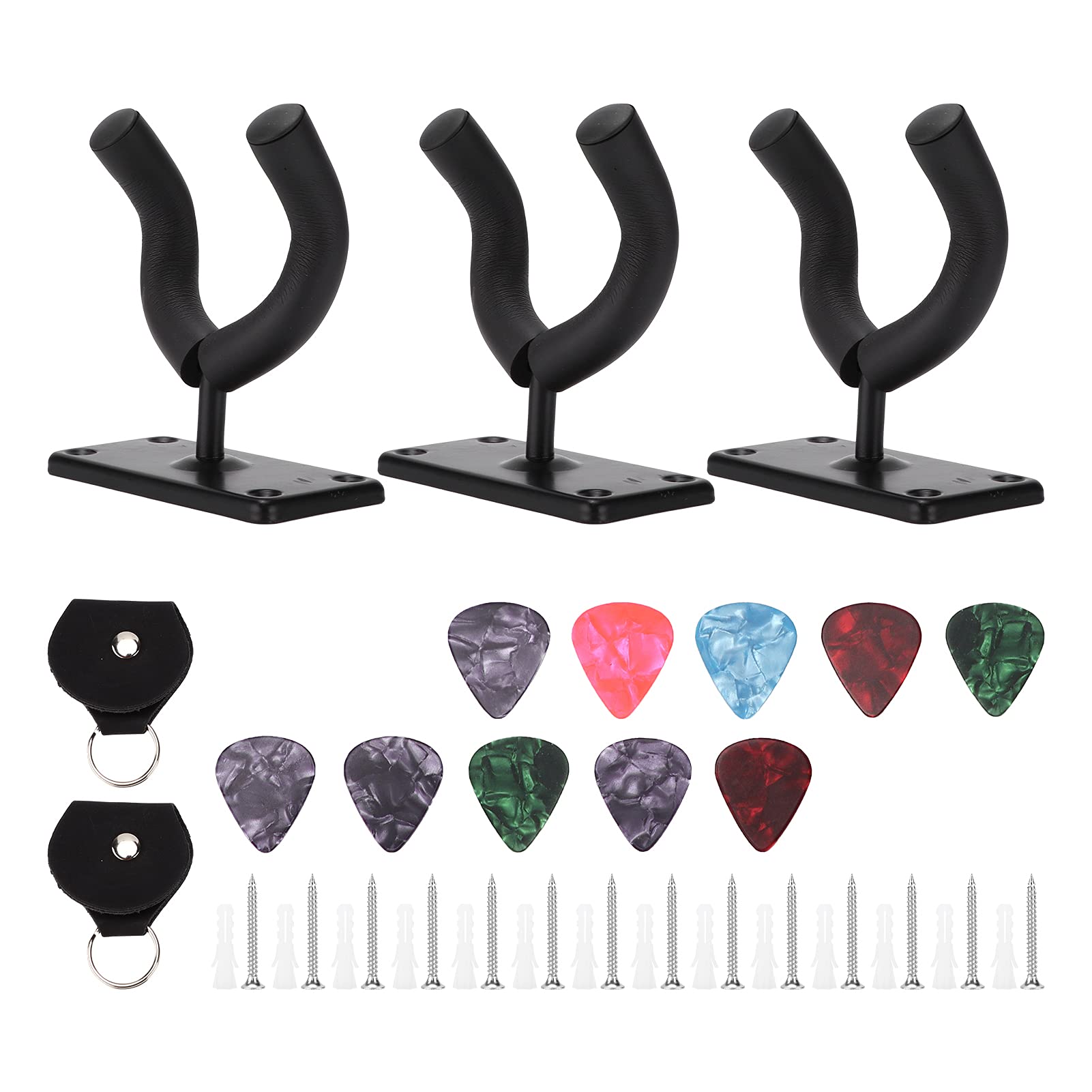 3-Pack U-Shaped Guitar Hanger Stand - Professional Wall Mount Holder for Acoustic/Electric Guitar, Bass, Banjo & Mandolin | Space-Saving Storage Solution for Home, Studio & Stage Performances