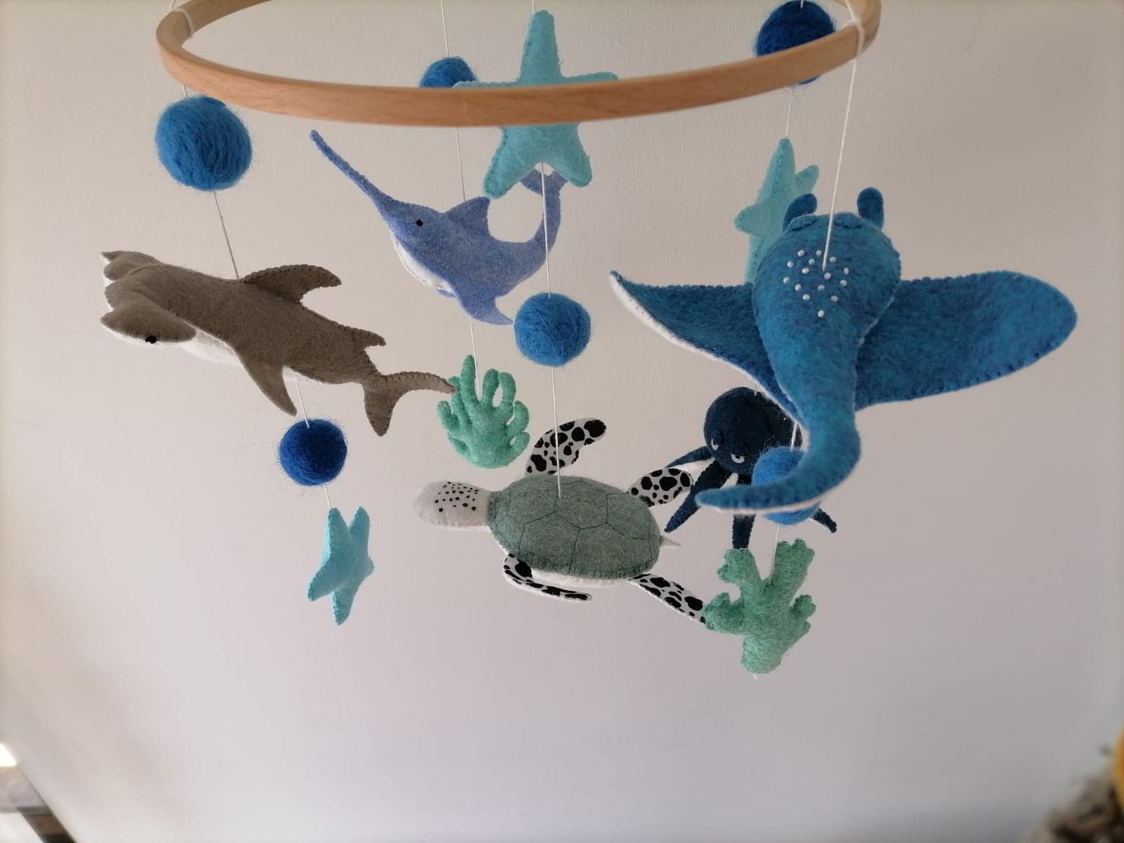 Ocean-Themed Baby Crib Mobile - Nautical Nursery Decor with Sea Animals, Blue Felt Mobile for Boys, Perfect Baby Shower Gift | Ideal for Newborn Bedrooms & Coastal Nursery Themes