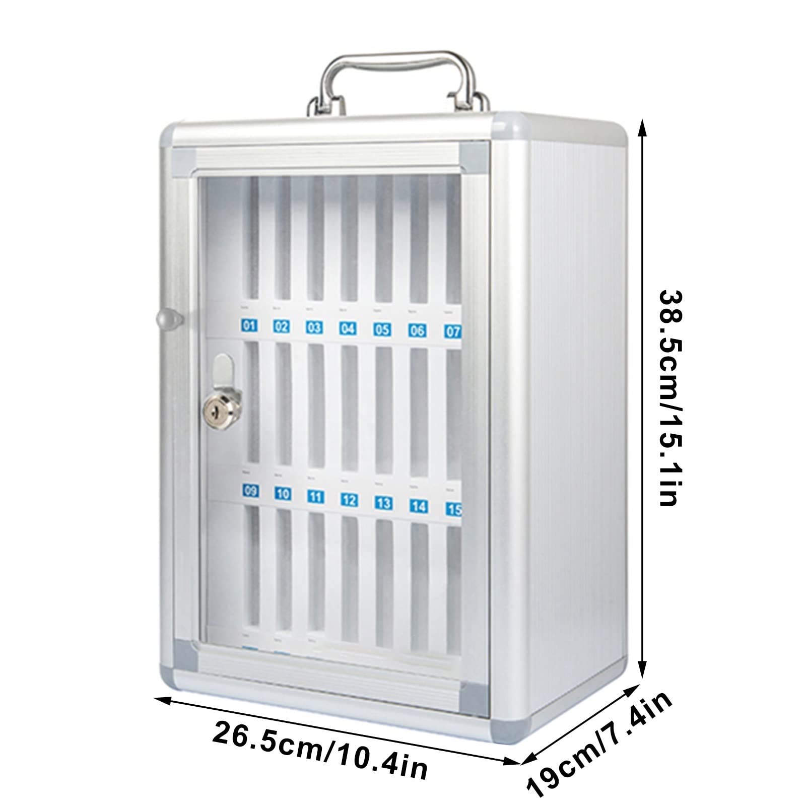 24-Slot Aluminum Alloy Wall Mounted Phone Storage Cabinet - Lockable Clear Mobile Phone Organizer for Student Dorm, Office & Retail Store (Silver) - Perfect for Organizing Smartphones, Tablets & Accessories