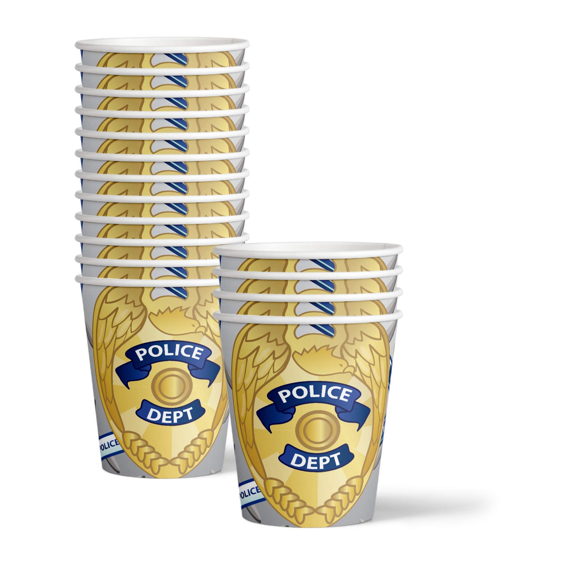 Police Birthday Party Supplies Set - 16-Piece Tableware Kit with Plates, Napkins & Cups for Cop Themed Celebrations, Office Parties & Kids' Events