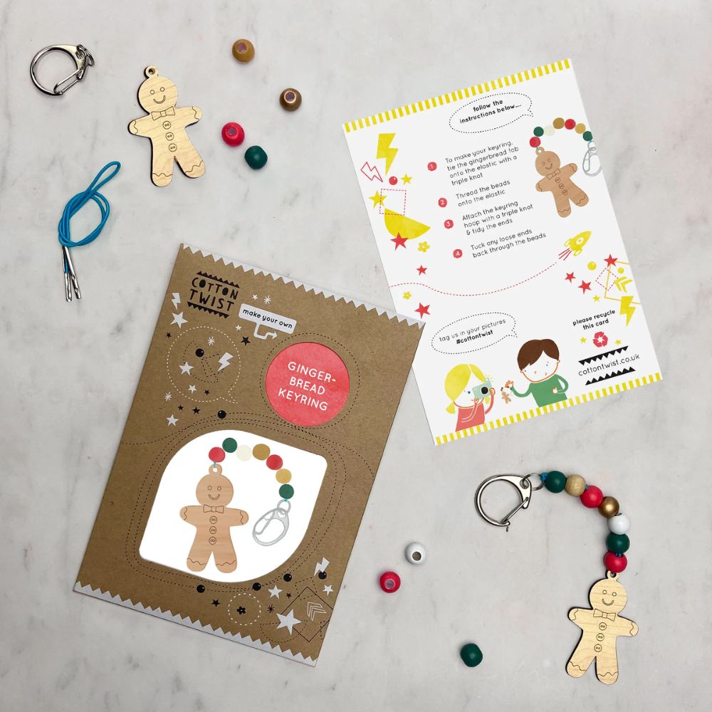 DIY Cotton Twist Gingerbread Keyring Kit - Handmade Christmas Ornament & Gift for Holiday Decorations - Perfect for Crafting, Party Favors, and Tree Decor