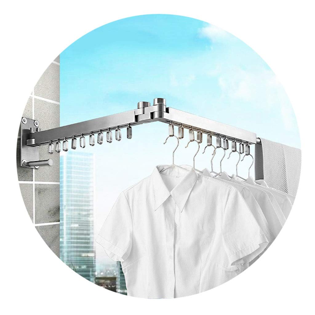 Foldable Wall-Mounted Laundry Drying Rack - 360° Rotation & Telescopic Design, Heavy Duty 50kg Capacity (Silver, 160x18x18cm) - Perfect for Small Spaces, Apartments, Bathrooms & Balcony Clothes Drying