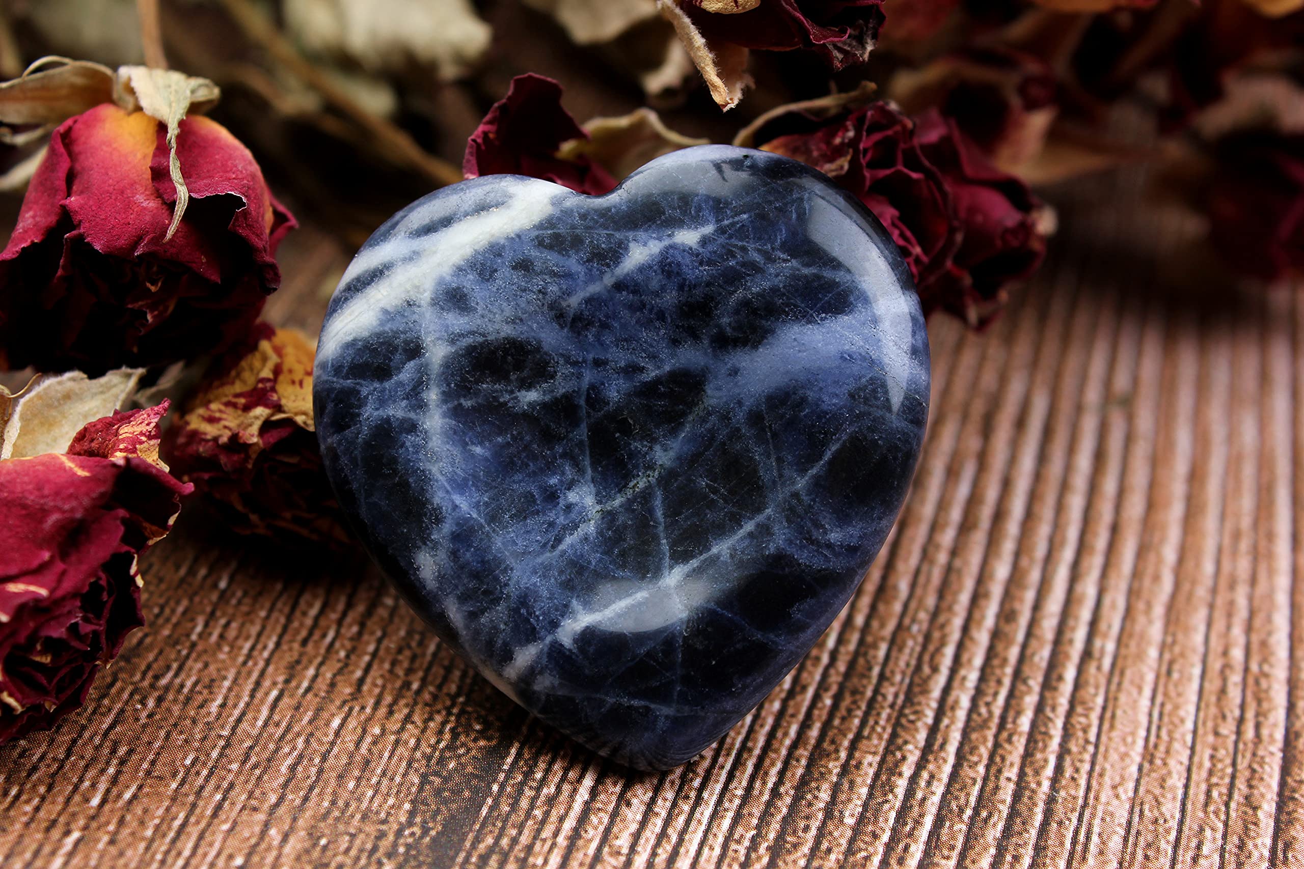 Healing Crystal Worry Stone for Meditation & Reiki - Blue Veins - Stress Relief & Focus