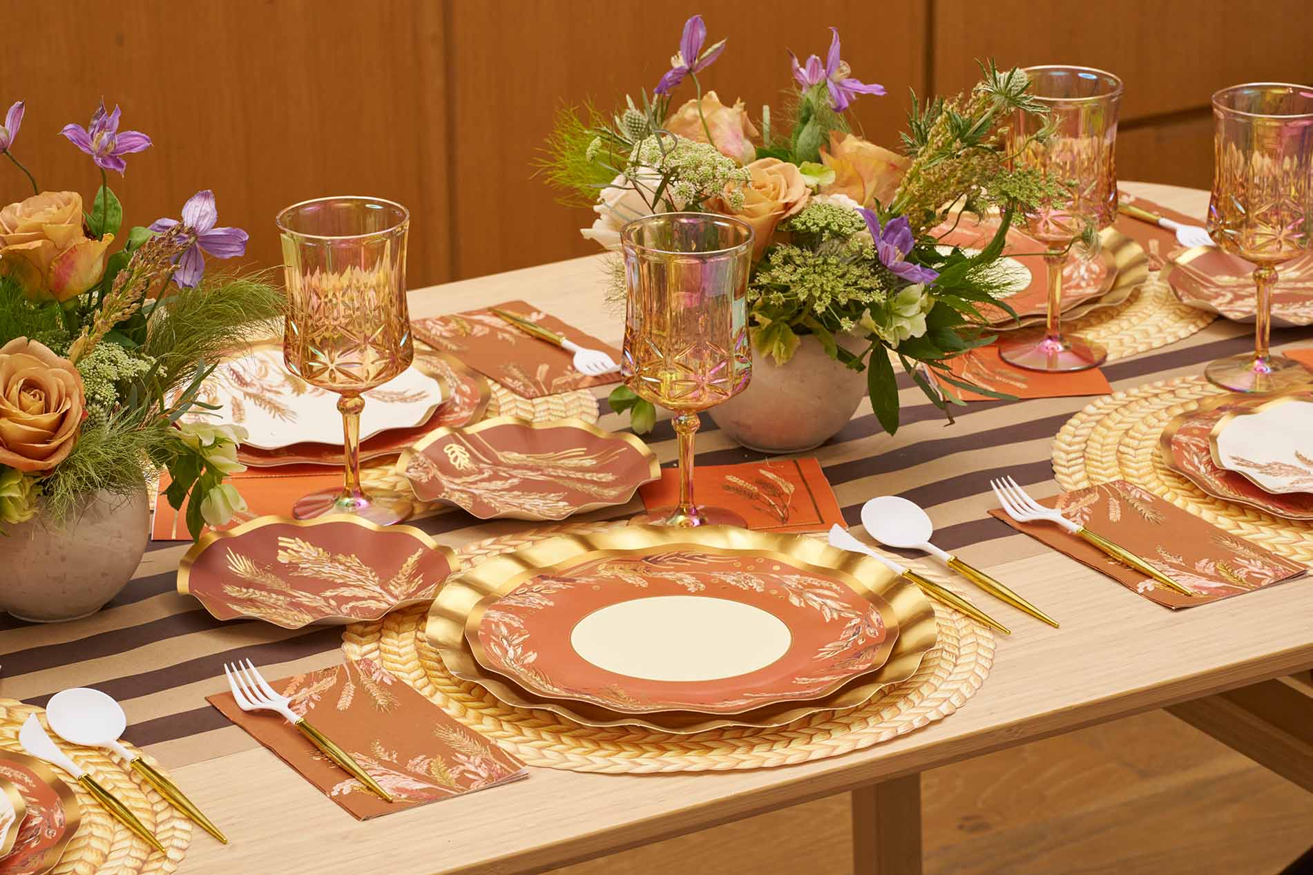 Harvest Wheat Wavy Dinner Plates - 8-Piece Set, Farmhouse Style Ceramic Plates for Everyday Use, Microwave & Dishwasher Safe - Perfect for Family Dinners, Parties & Rustic Table Settings