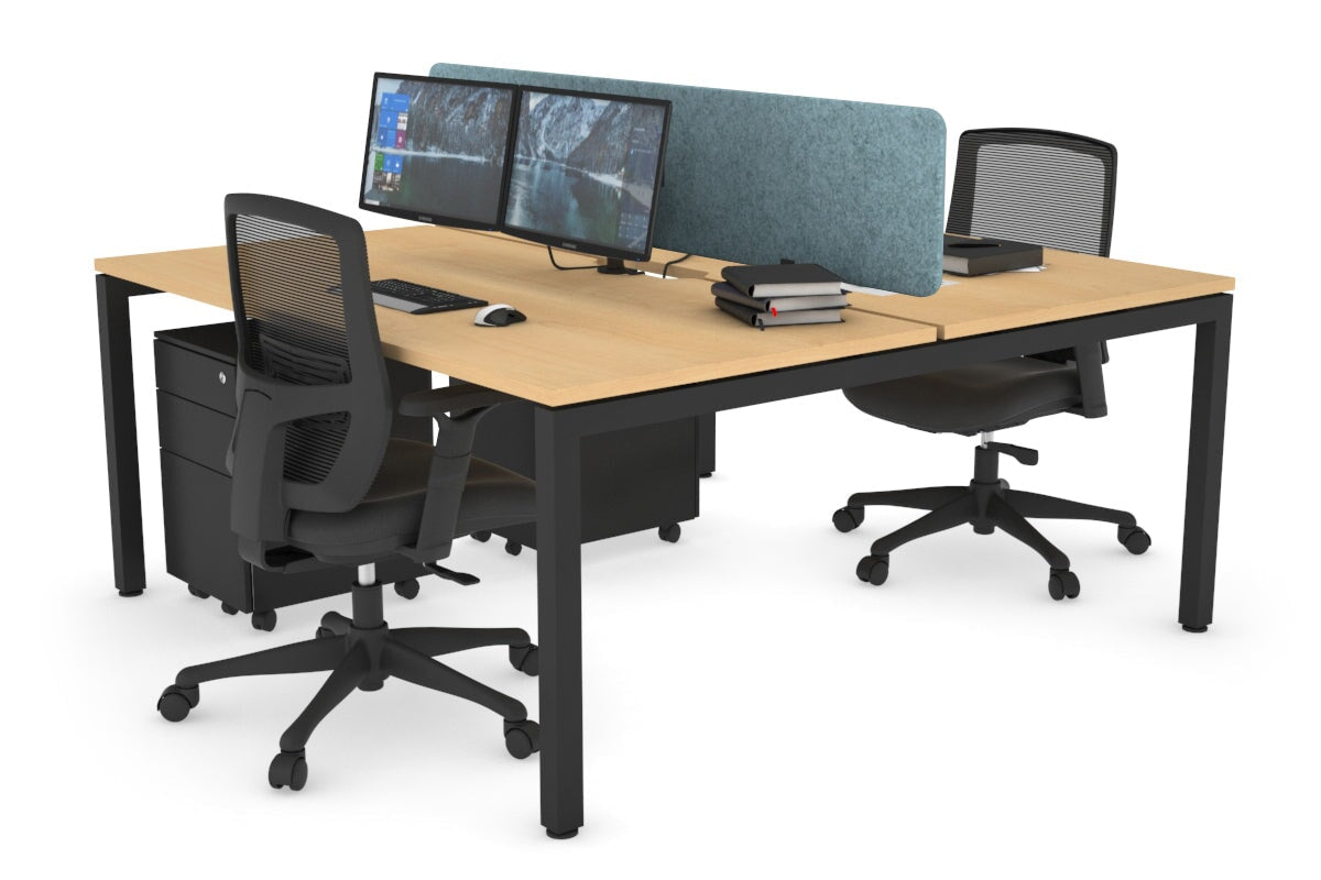 Quadro Square Legs 2 Person Office Workstation Desk - 1200L x 800W with Cable Management Scallop - Perfect for Shared Workspaces & Home Offices
