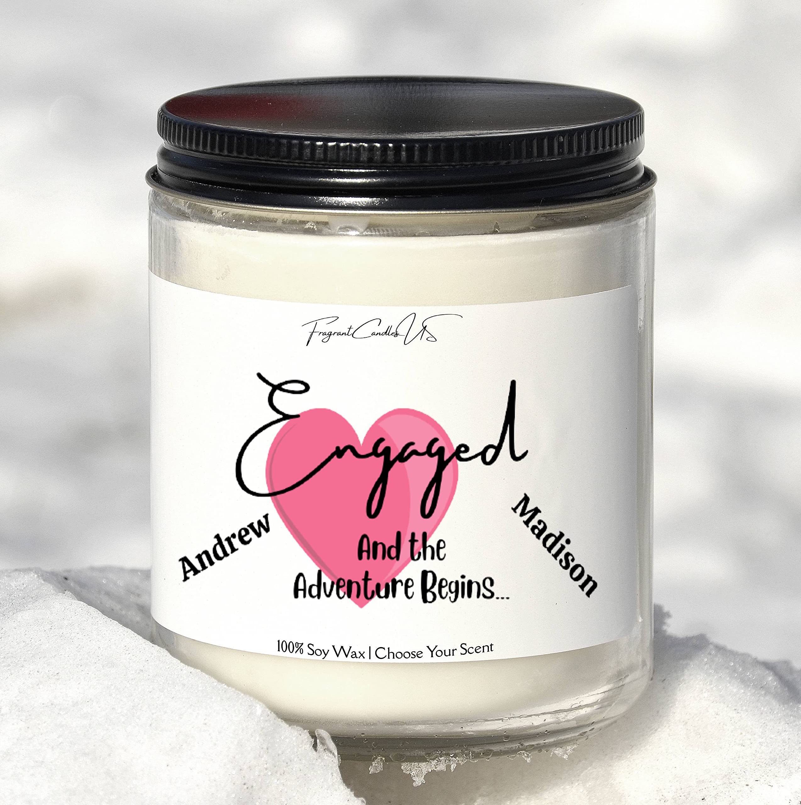 Personalized Engagement Gifts for Bride & Couple - Custom Wedding & Bridal Shower Presents - Romantic Engagement Candles - Perfect for Engagement Parties, Bridal Showers & Wedding Celebrations