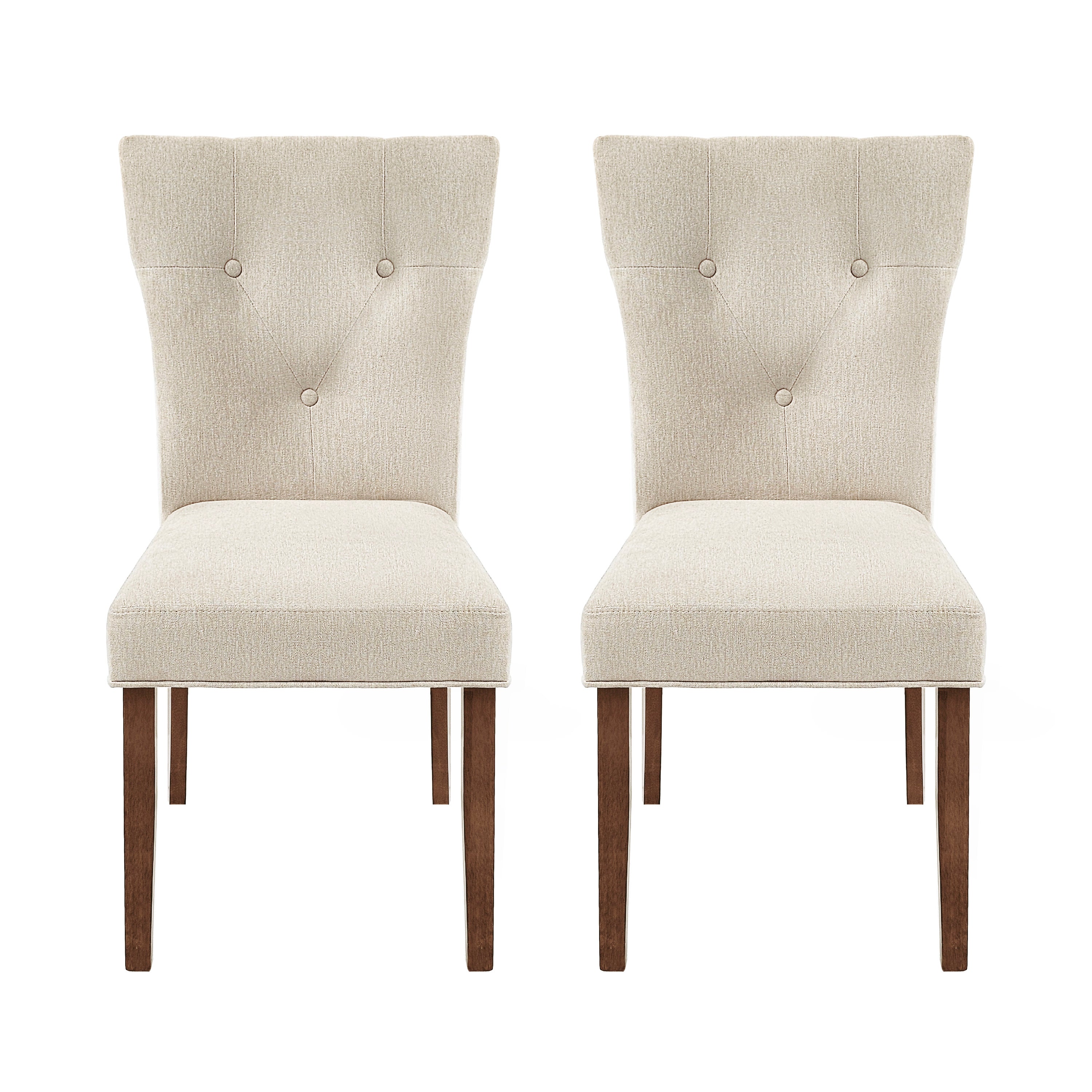 2 Pack Upholstered Dining Chairs Set - Modern Kitchen & Dining Room Chairs with Padded Seat & Backrest, Cream Fabric - Perfect for Breakfast Nook, Small Space Dining, and Home Decor