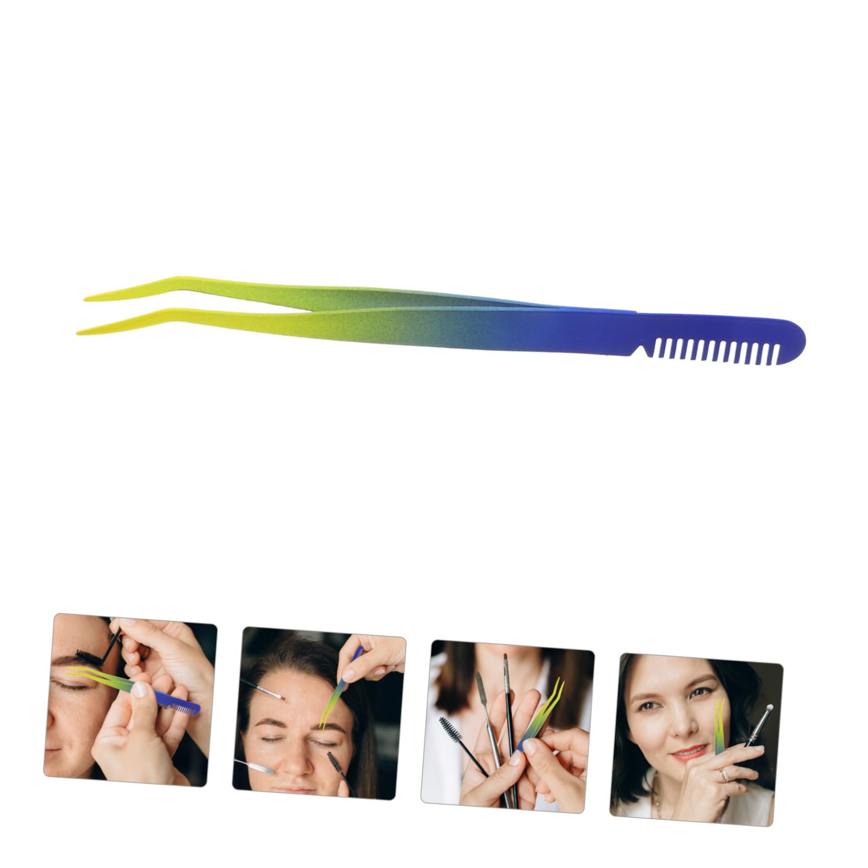 Precision Stainless Steel Eyebrow Tweezers with Comb - Professional Eyelash Extension Tools for Women, Lash Applicator & Grooming Accessories - Perfect for Salon, Home Use & Travel Makeup Kits