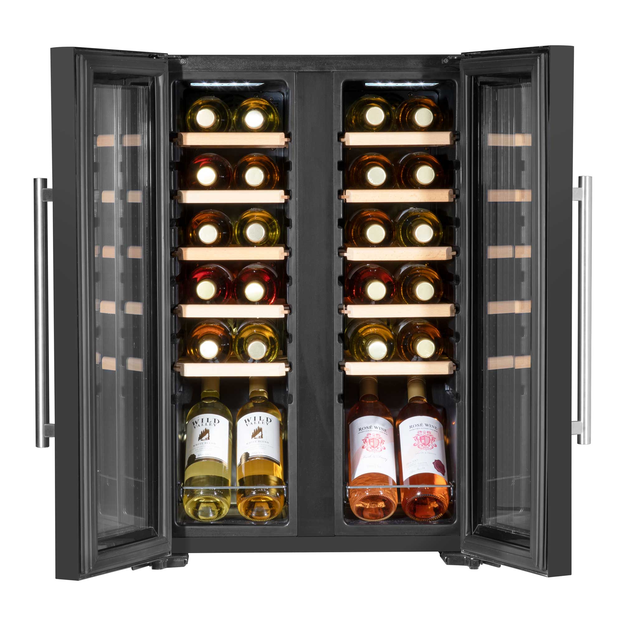 Baridi 24 Bottle Dual Zone Wine Cooler Refrigerator - Touch Screen Control, LED Lighting & Mirror Glass Door - Perfect for Home, Office, or Restaurant Wine Storage (Model DH97)