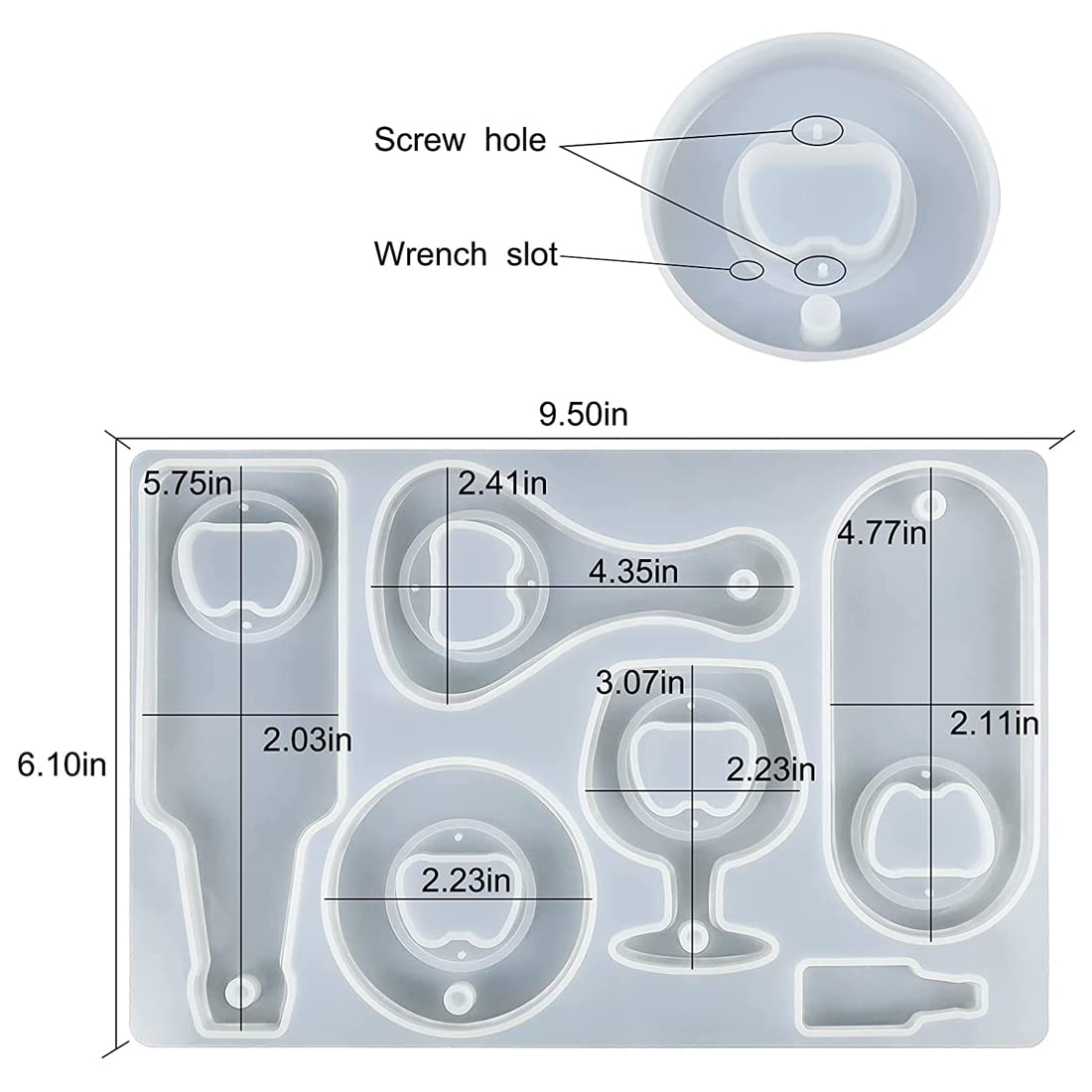 Epoxy Resin Bottle Opener Mold Kit - DIY Beer Opener Silicone Molds for Jewelry Making & Crafting - Perfect for Home Bars, Parties & Unique Gifts (6-Piece Set)