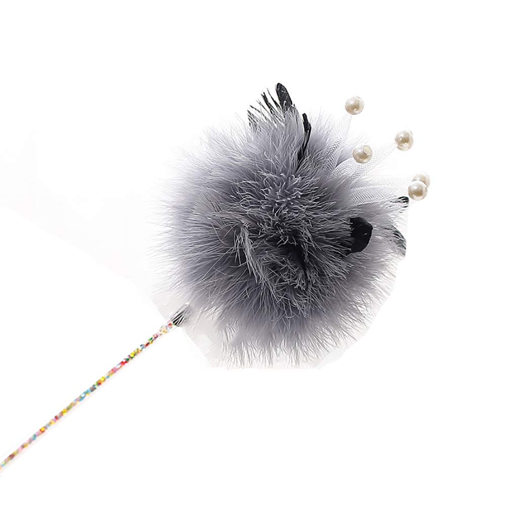 SAUWERAY Electric Cat Toy with Feather & Rotating Stick - Interactive Pet Toy with Replaceable Head, Safe & Durable Material - Fun Exercise for Indoor Cats, Stress Relief & Natural Instinct Stimulation - Perfect for Playtime & Bonding (Gray)