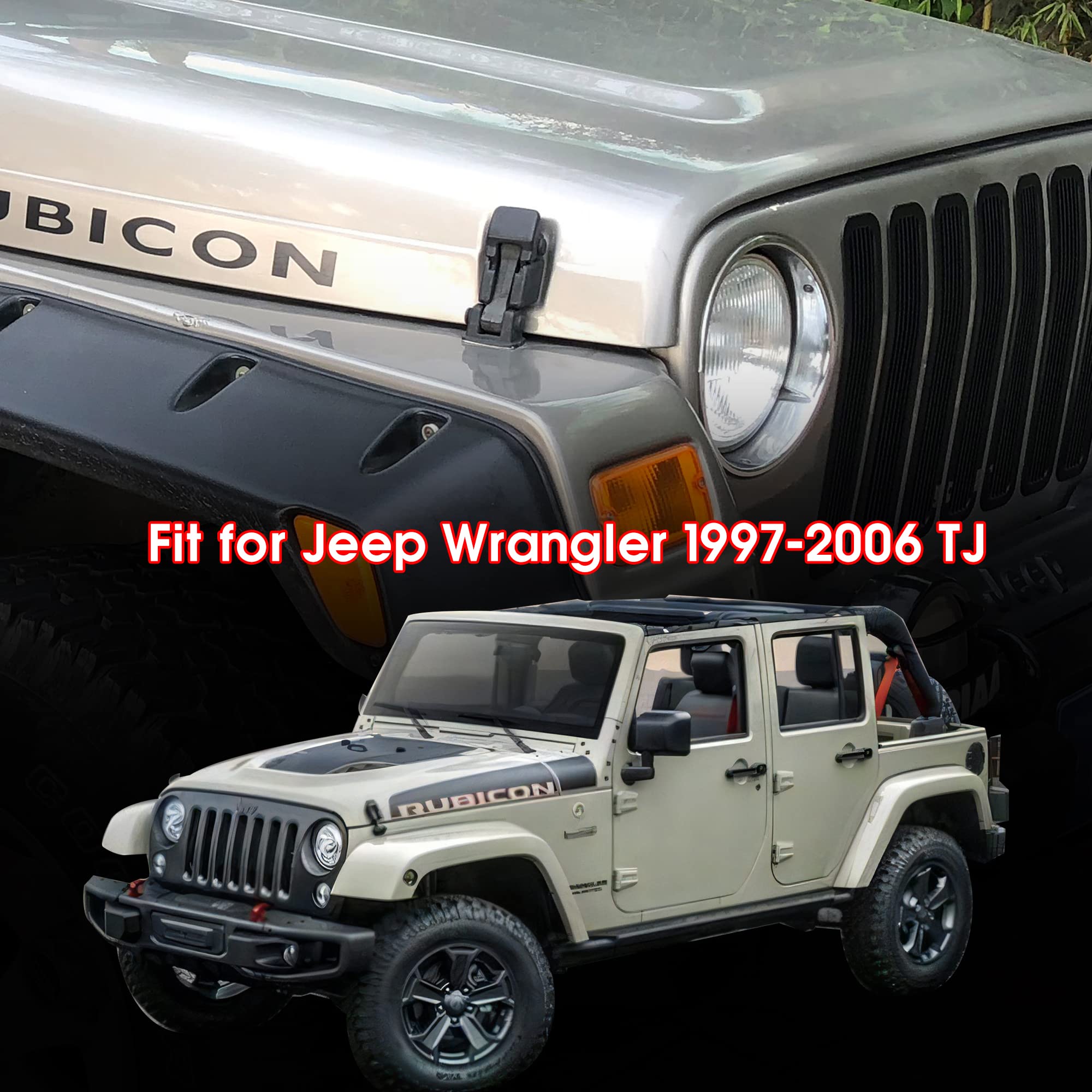 OEM TJ Hood Latches - Original Factory Replacement Hood Latch Kit for 1997-2006 Jeep Wrangler TJ (1 Pair, Black) | Durable Off-Road Accessories for Jeep Enthusiasts