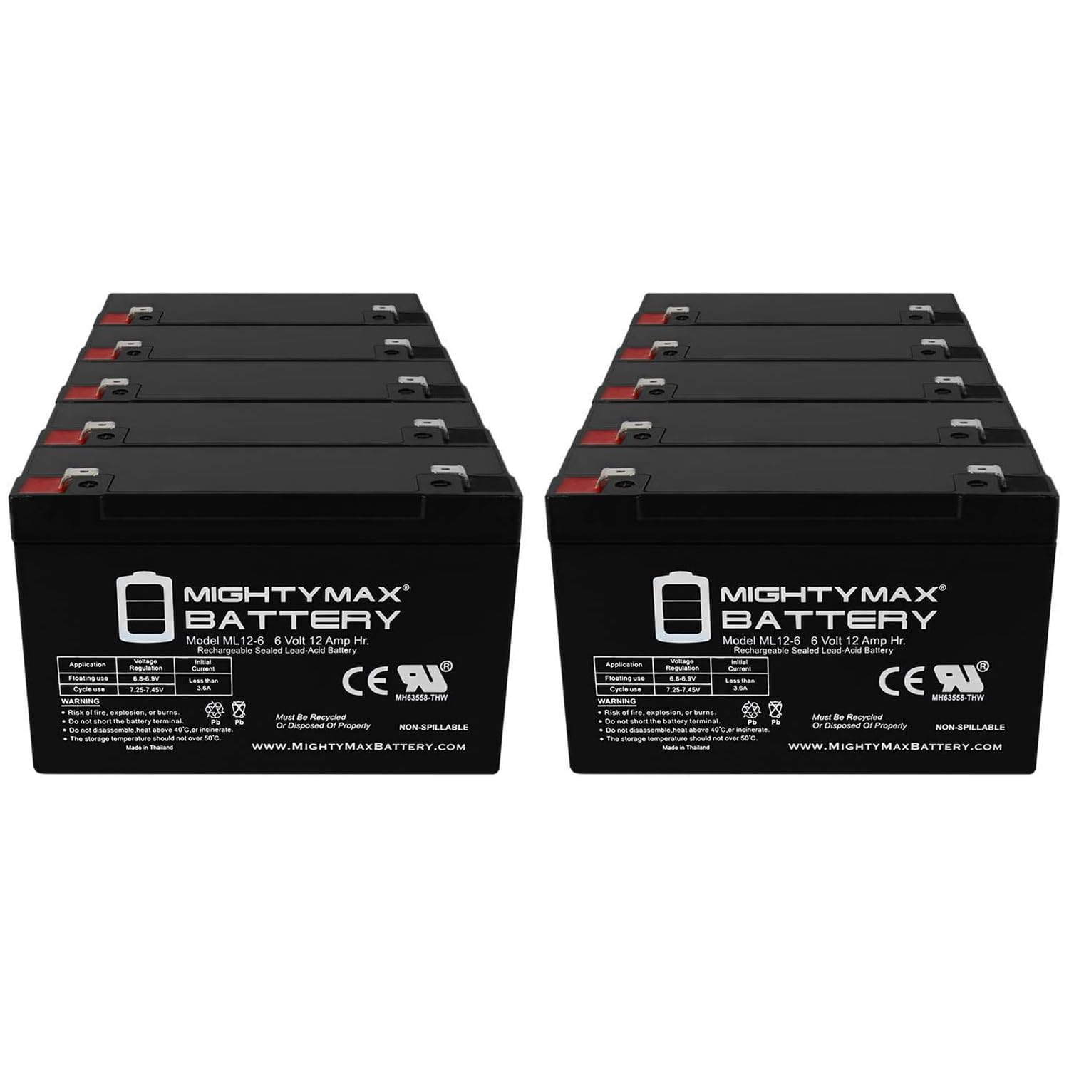 Mighty Max 6V 12AH Rechargeable SLA Battery - Replacement for EFI Electronics Sysgarde 505-10 Pack - Perfect for Security Systems, Emergency Lighting & Backup Power