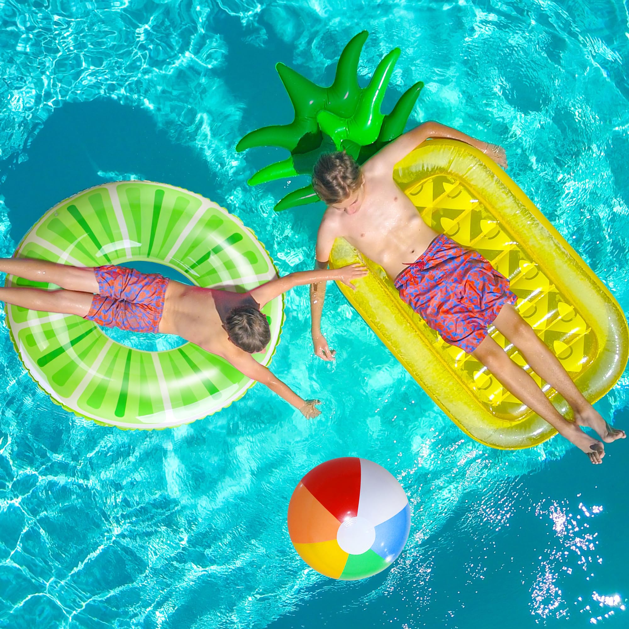 **Chennyfun 3-Pack Inflatable Swim Rings, 4-in-1 Floating Pool Mat with Air Pump, Water Floating Bed, Inflatable Balls & Swim Rings for Adults & Kids – Perfect for Pool Parties, Beach Relaxation & Family Fun**
