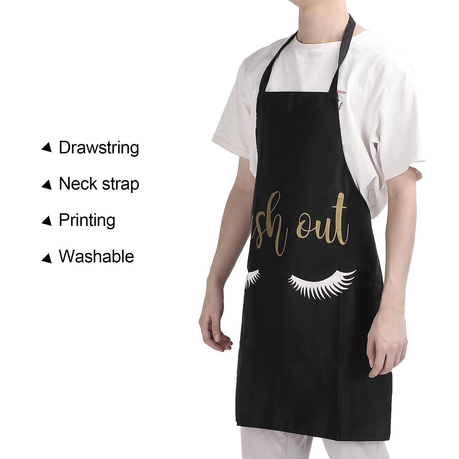 Soft Breathable Lash Apron with Eyelash Pattern - Washable Black Salon Apron for Eyelash Extensions & Home Use | Perfect for Lash Technicians, DIY Beauty & Spa Treatments