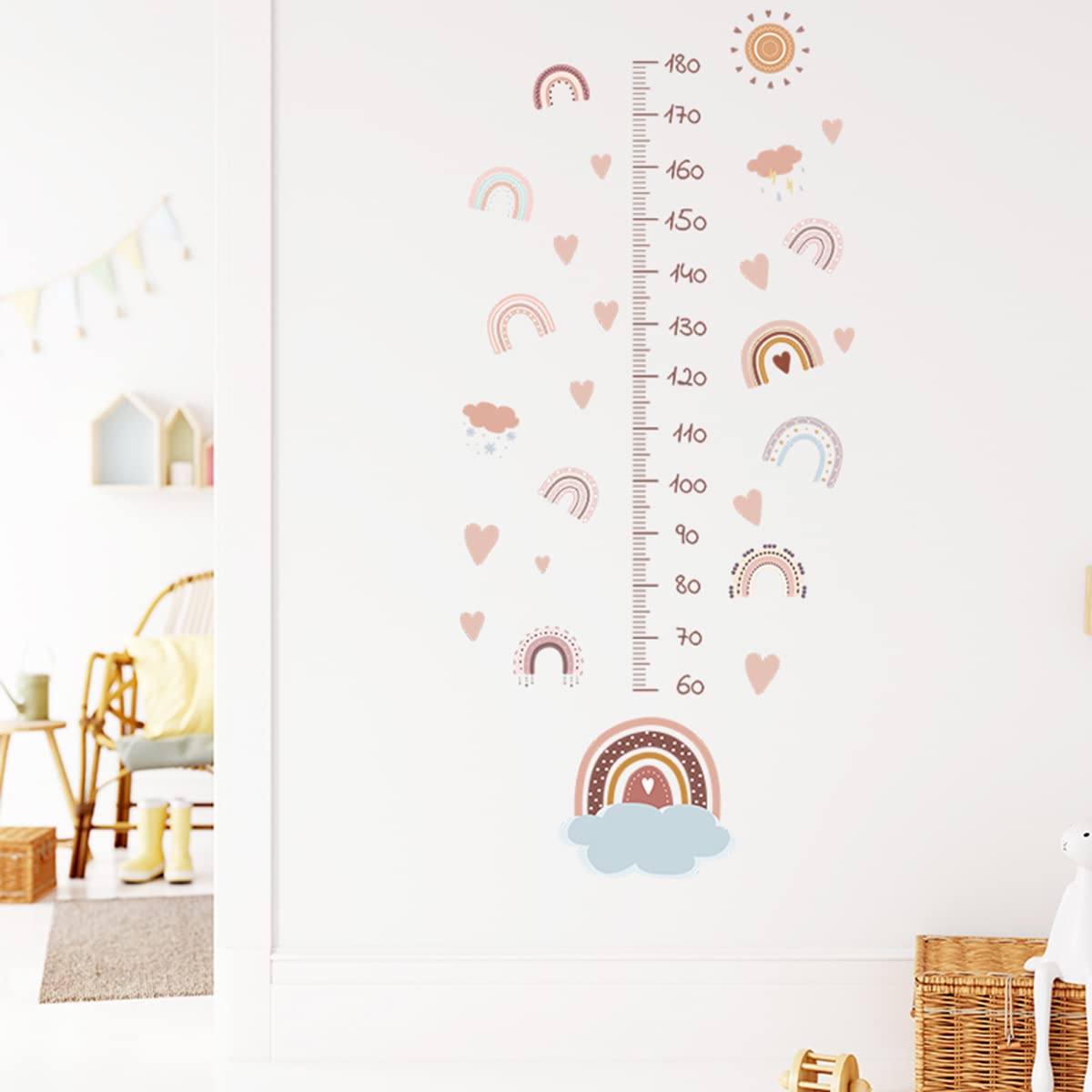 Baby Growth Height Chart - Rainbow Wall Stickers for Nursery & Kids Room | Peel & Stick Wall Decals for Measuring Child's Height - Perfect for Home, Daycare & Playroom Decor