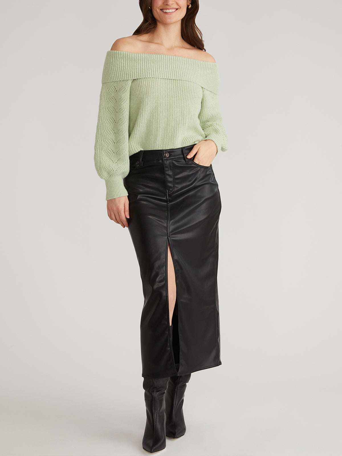 Marisa Women's Relaxed Off Shoulder Pullover Sweater - Soft Knit Casual Long Sleeve Top for Fall & Winter | Perfect for Date Night, Office Wear and Weekend Outfits