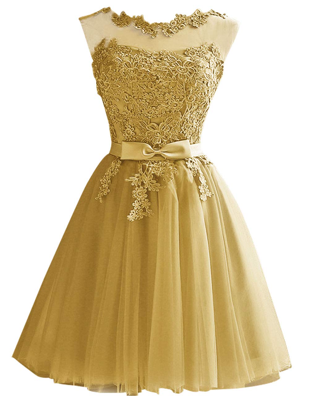 Elegant Lace Short Homecoming Dresses | A-Line Tulle Prom & Cocktail Dresses with Bowknot | Perfect for School Dances, Parties & Special Occasions