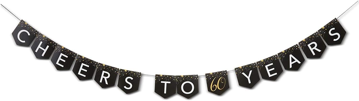 170-Piece Black & Gold 60th Birthday Party Supplies Set for Men & Women - Includes 2-Size Paper Plates, Banner, Tablecloth, Napkins, Cups & Cutlery (Serves 24) - Perfect for Milestone Celebrations, Retirement Parties & Anniversary Events