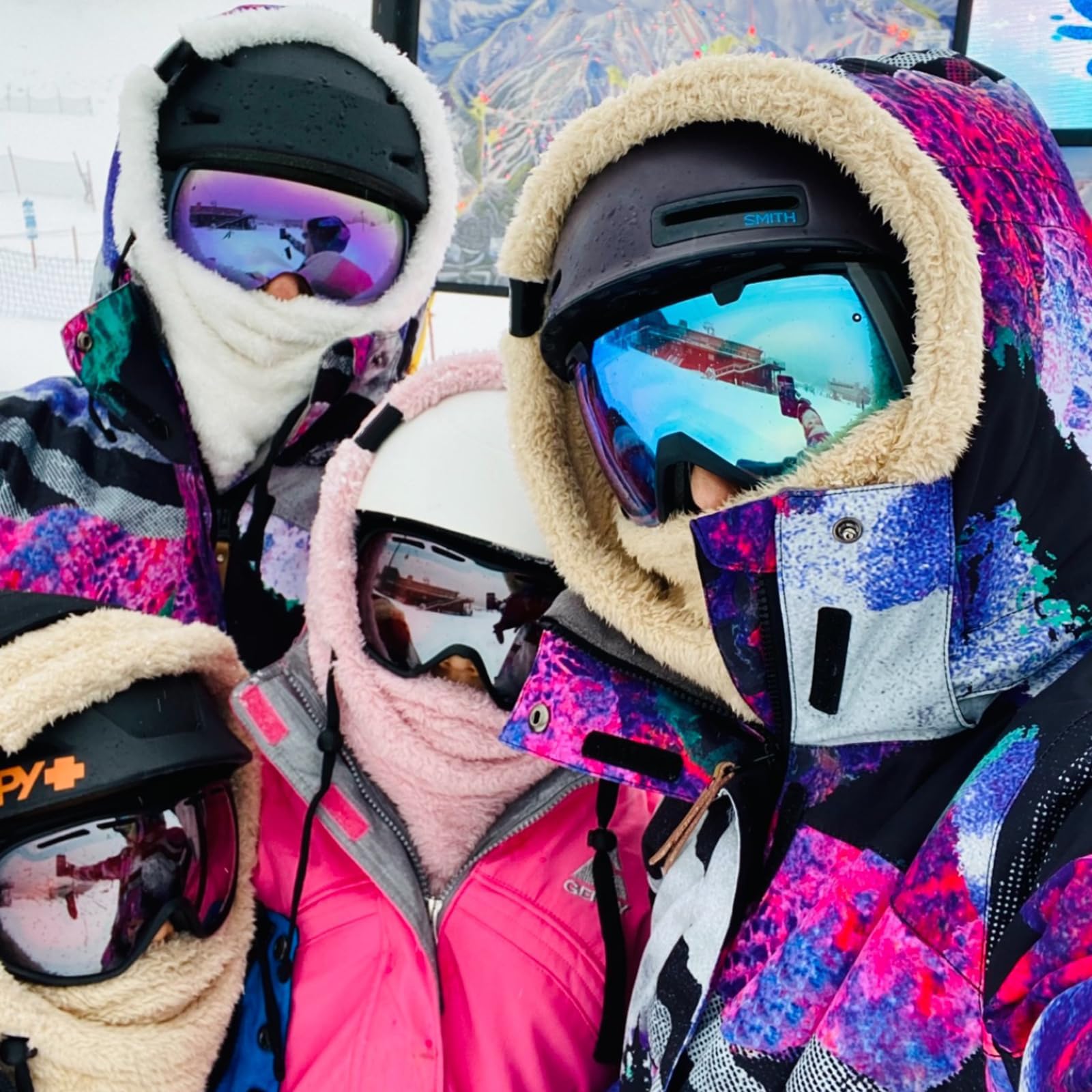 Sherpa Hood Ski Mask - Windproof Winter Balaclava for Skiing & Snowboarding - Adjustable Helmet-Compatible Face Cover for Cold Weather - Perfect for Ski Resorts, Snowmobiling & Outdoor Adventures