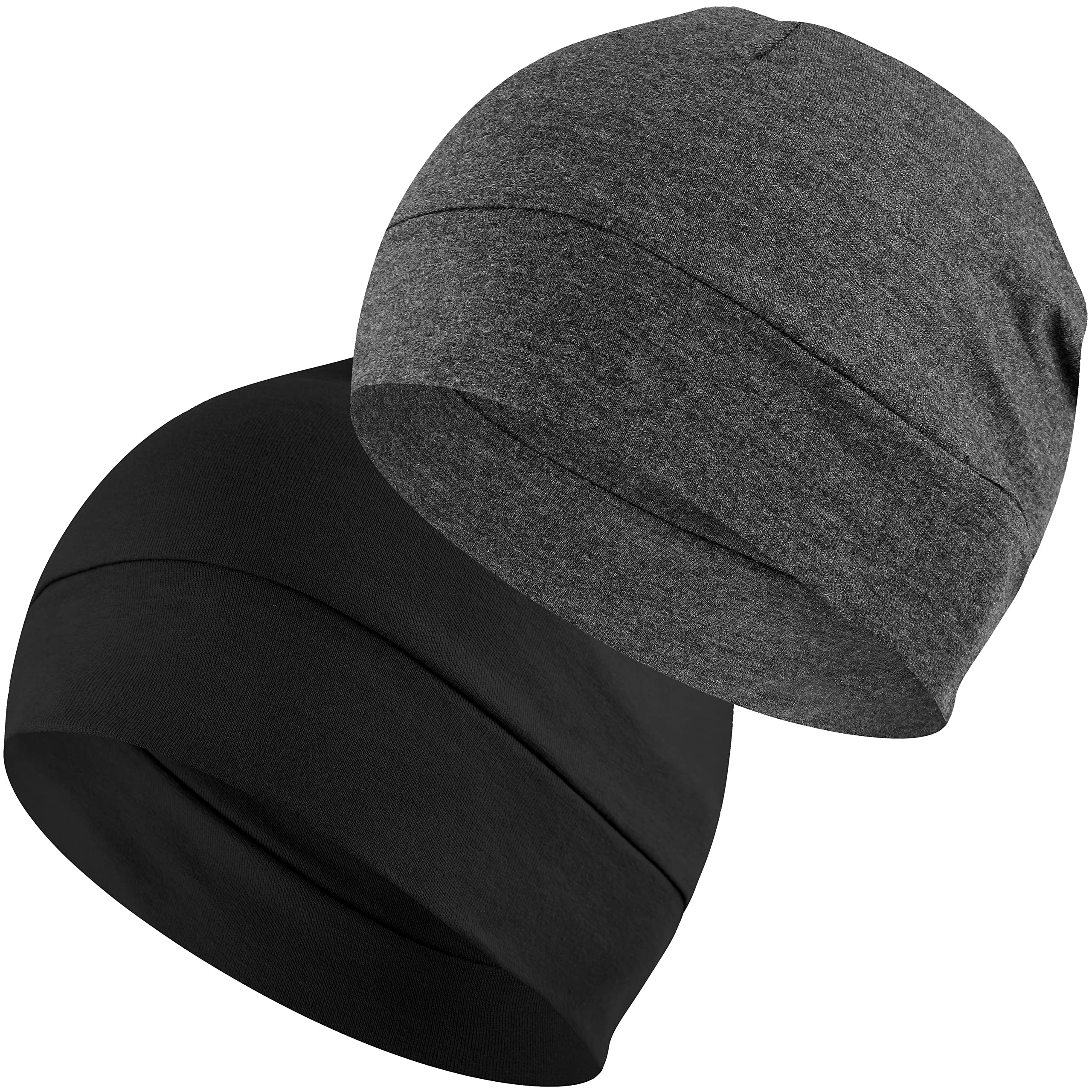EINSKEY 100% Cotton Beanie Hat 2-Pack - Unisex Skull Cap & Helmet Liner for Running, Cycling, Skiing | Warm Winter Hat for Outdoor Sports, Sleeping & Chemotherapy Headwear