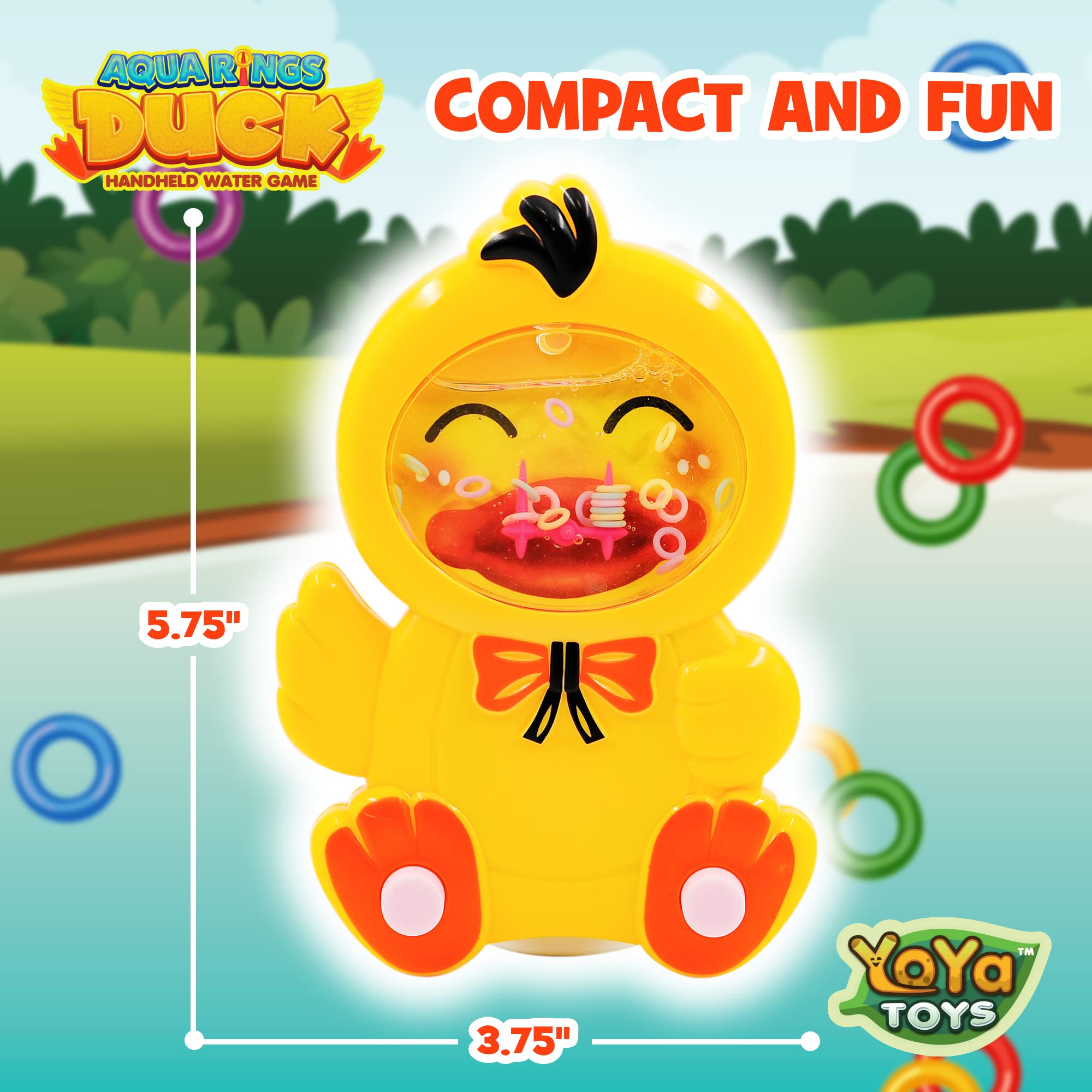 YoYa Toys Aqua Rings Duck Handheld Water Game for Kids - Classic Retro Travel Toy with Nostalgic Fun - Portable Road Trip & Car Activity for Children - Perfect Gift & Party Favor for Boys & Girls - Great for Travel, Waiting Rooms, and Stress Relief Playtime