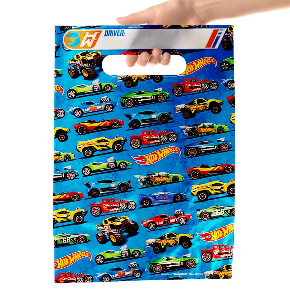 Hot Wheels Themed Party Treat Bags - 8 Pack for Kids Birthday Favors & Halloween Candy - Durable American Greetings Goodie Bags for School Events, Birthday Parties, and Trick-or-Treating