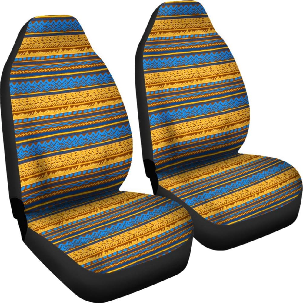 Premium Blue and Gold Aztec Print Car Seat Covers - Universal Fit for Cars, Trucks & SUVs - Stylish Protection for Road Trips, Commuting & Daily Driving