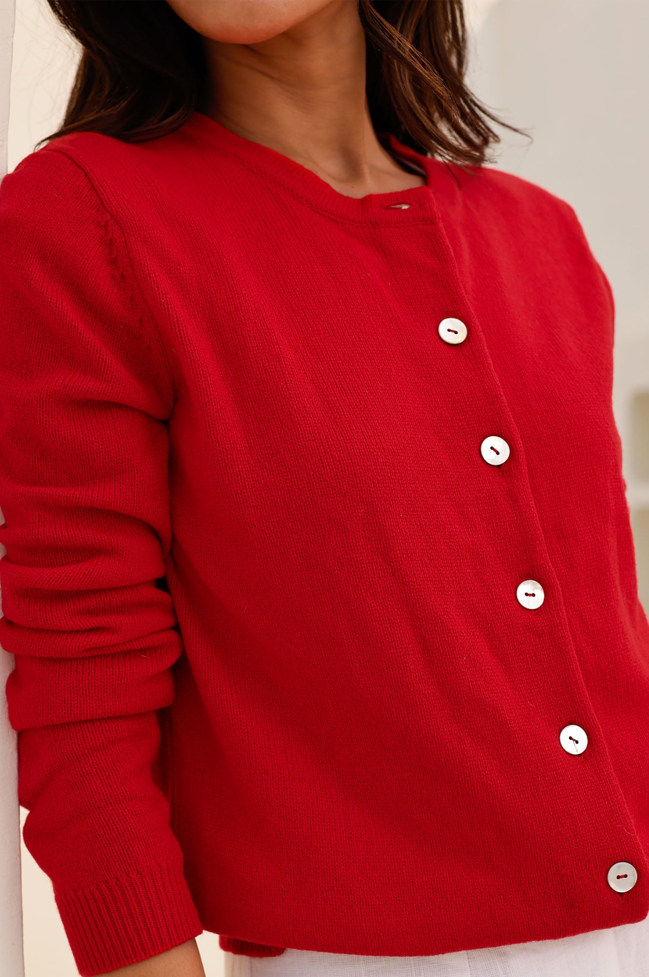 Premium Merino Wool Classic Cardigan for Women & Men - Soft & Warm Red Sweater | Perfect for Fall, Winter & Outdoor Activities