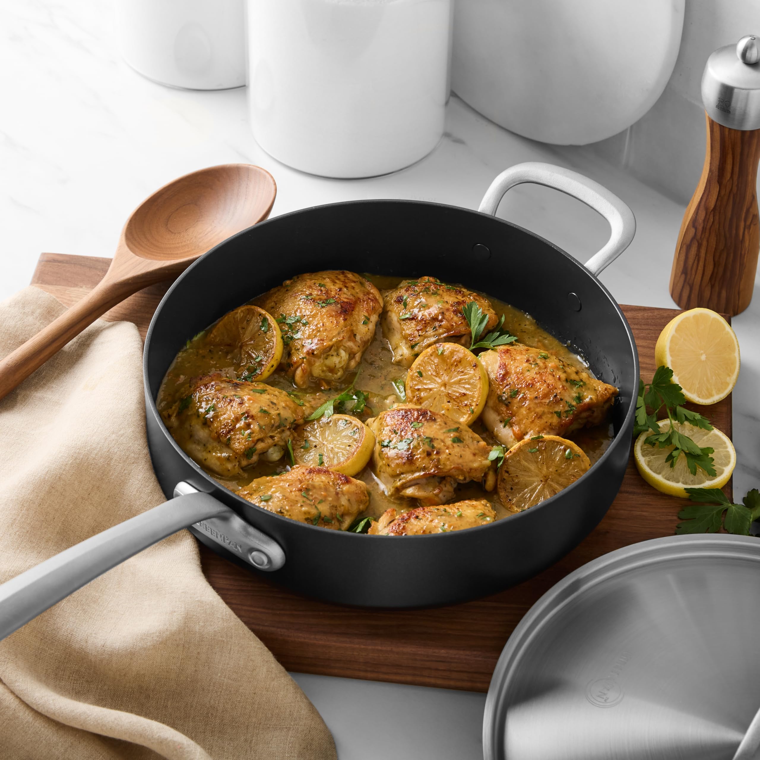 GreenPan Craft Noire 4.5QT Non-Toxic Ceramic Nonstick Saute Pan with Lid - PFAS-Free, Hard Anodized, Induction Compatible, Dishwasher Safe - Perfect for Healthy Cooking, Stir-Frying & Sauteing Vegetables
