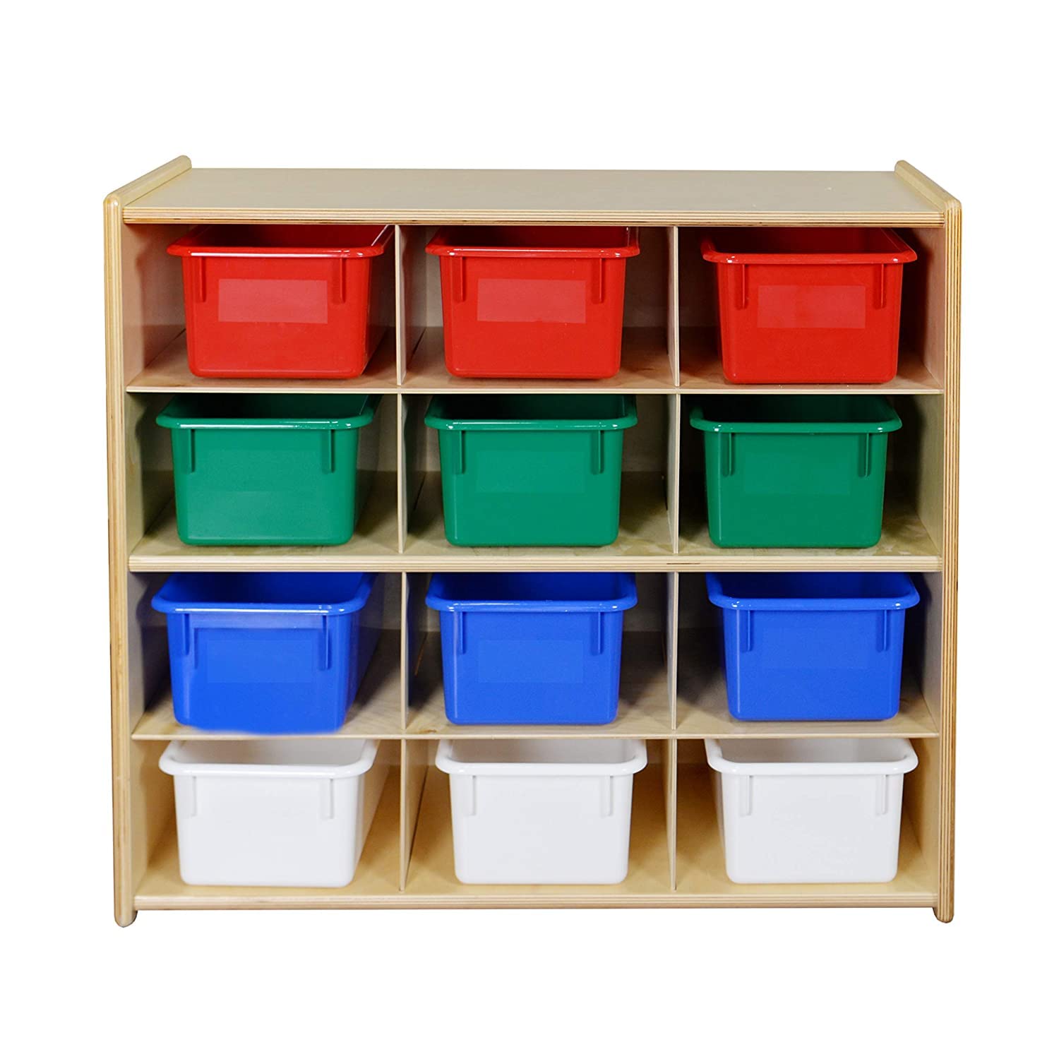 Contender 12 Compartment Kids Toy Storage Cabinet - Daycare & Classroom Organizer for Art Supplies, Crafts & Toys - Durable 100% Plywood Cubby Shelves - Perfect for Playrooms, Preschools & Homeschooling