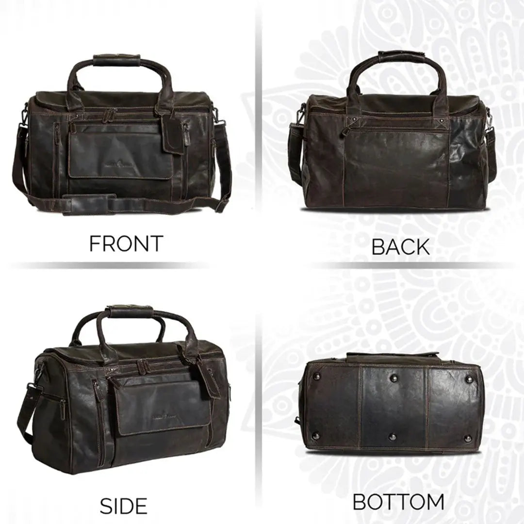 Premium Greenwood Leather Regina Large Travel Duffle Bag - Spacious Carry-On Luggage for Business Trips & Weekend Getaways | Water-Resistant & Stylish