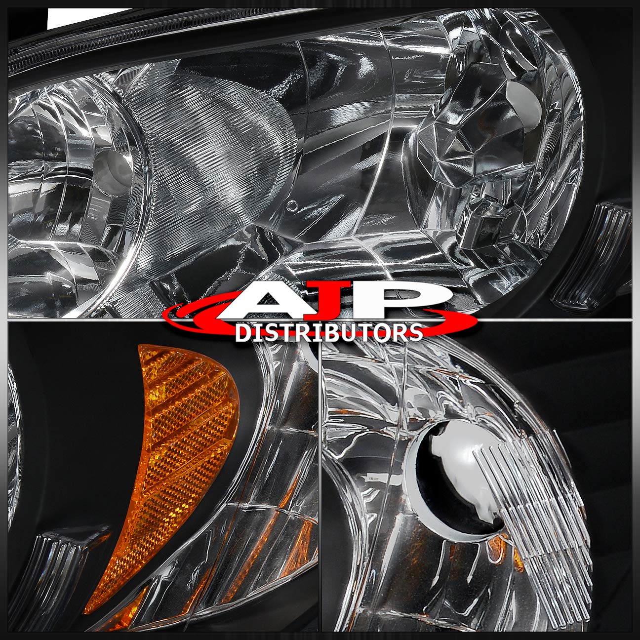 2004-2005 Honda Civic Headlight Assembly - Black Housing with Clear Lens & Amber Reflectors | Direct Replacement & Upgrade Headlights | Perfect for Night Driving & Car Restoration Projects