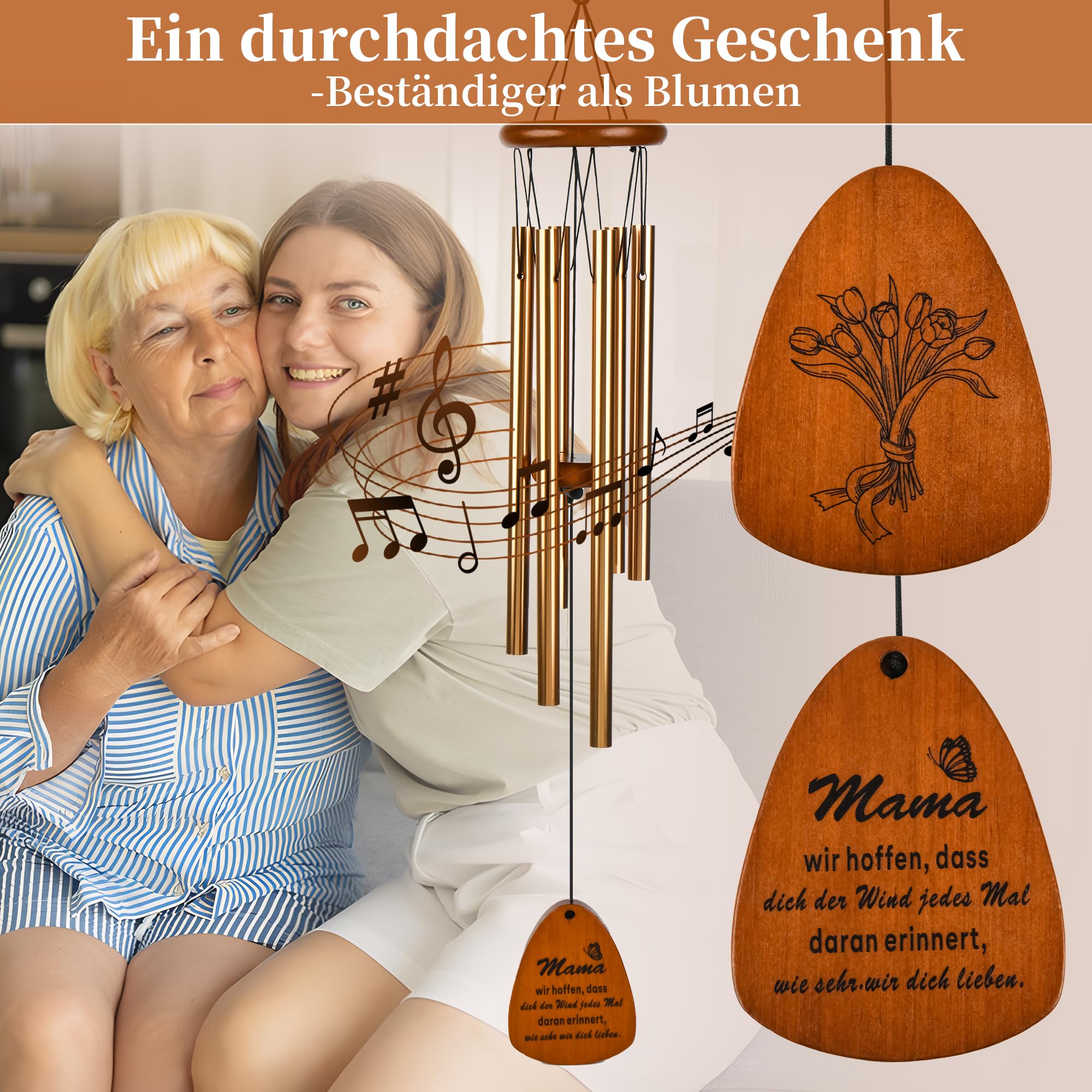 Outdoor Metal Wind Chimes - Perfect Birthday & Mother's Day Gift for Mom from Kids | Elegant Garden Decor for Patio, Porch, and Backyard