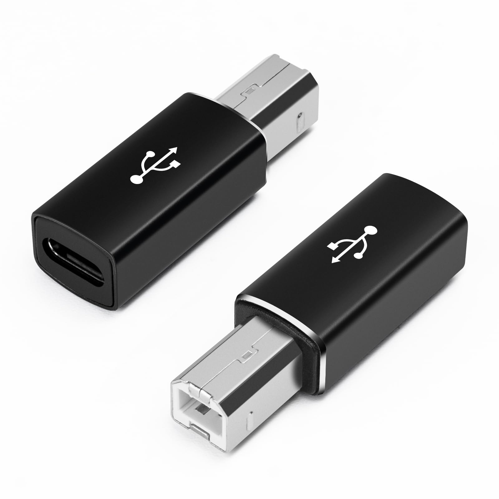 USB C Female to USB B Male Adapter (2 Pack) - Type C to Printer Cable Converter for Data Sync - Compatible with Printers, MIDI Keyboards, Electric Pianos - Perfect for Office, Studio & Home Use