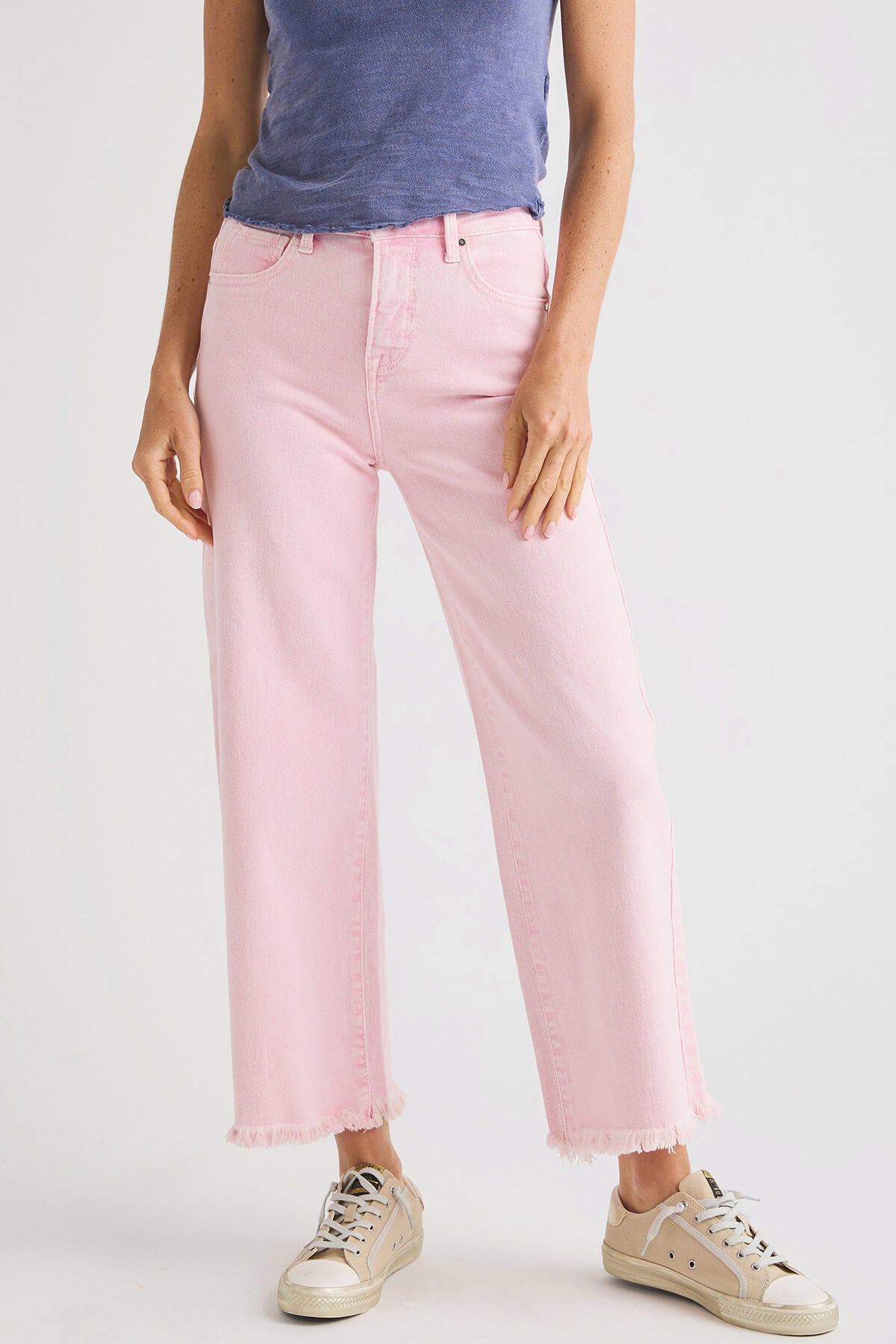 Risen Marlo Wide Leg Crop Jeans for Women - High Waist Distressed Denim Pants - Casual & Trendy Outfit for Streetwear, Date Night, and Everyday Wear
